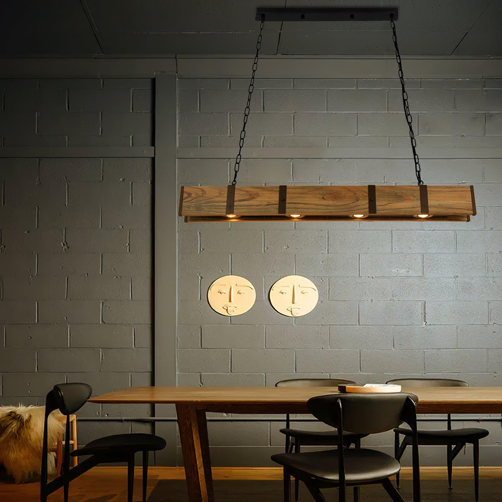 Lustra Chandelier Pleva Linear Natural Wood - Letslighting