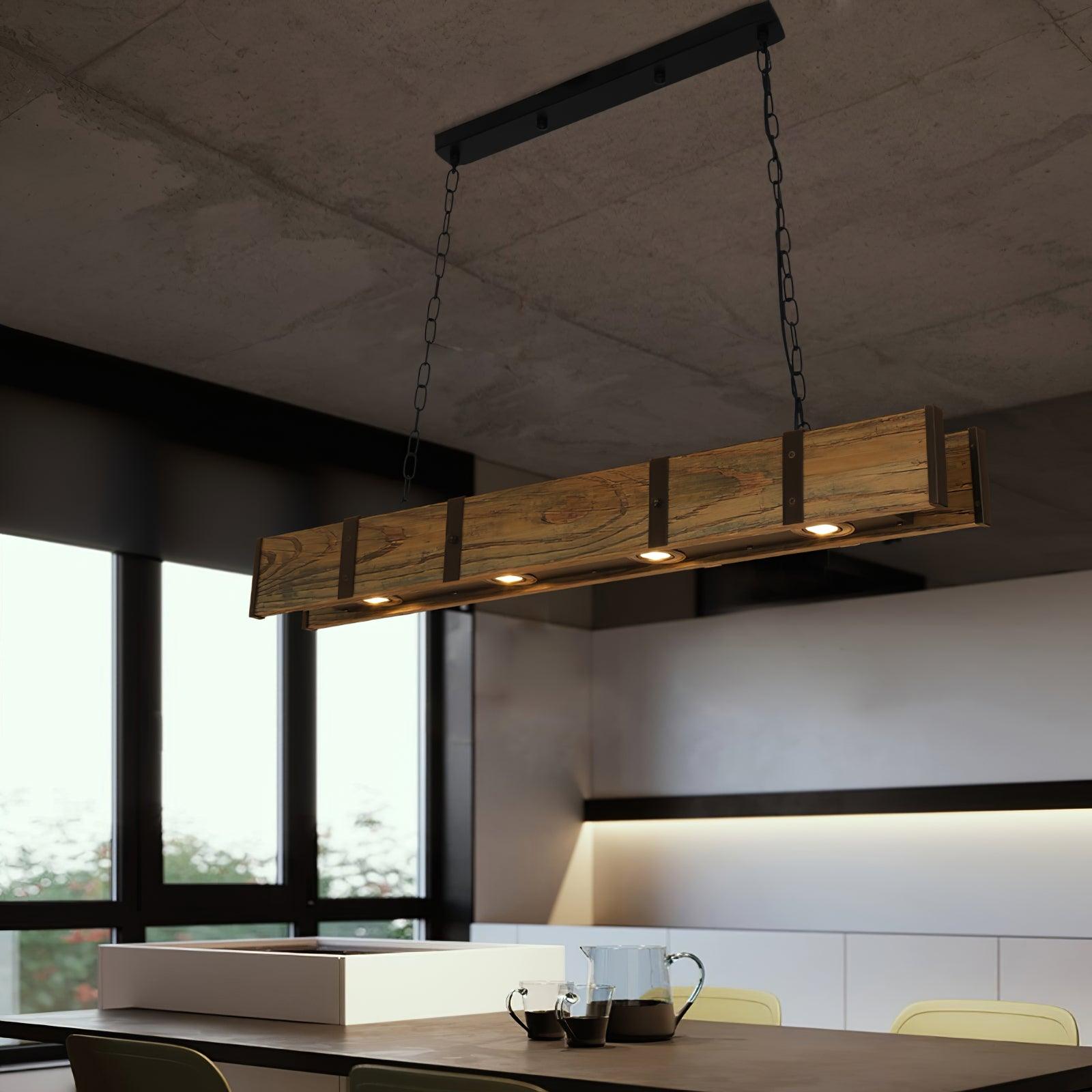 Lustra Chandelier Pleva Linear Natural Wood - Letslighting