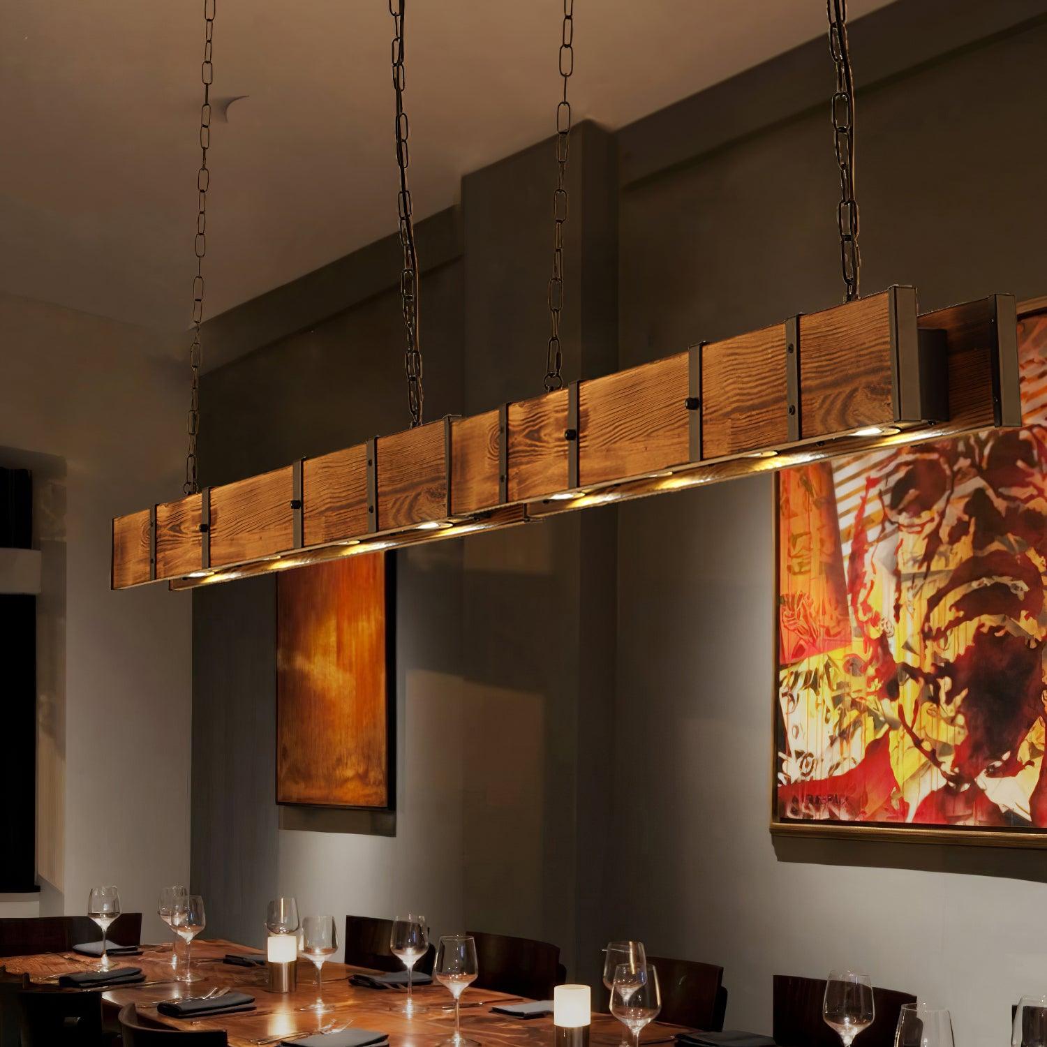 Lustra Chandelier Pleva Linear Natural Wood - Letslighting