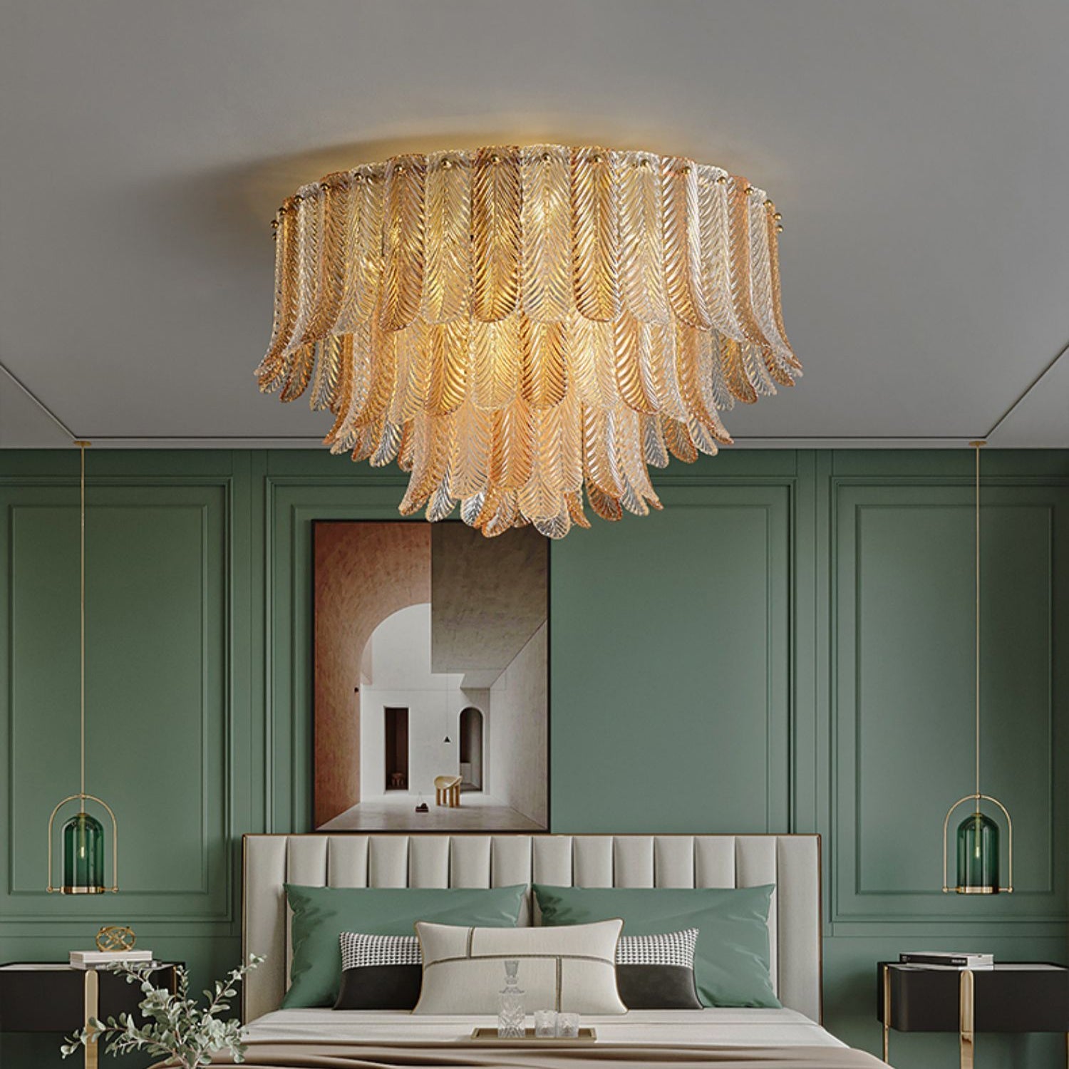 Vosolara Postmodern Luxury Brass Glass Ceiling Light - Letslighting