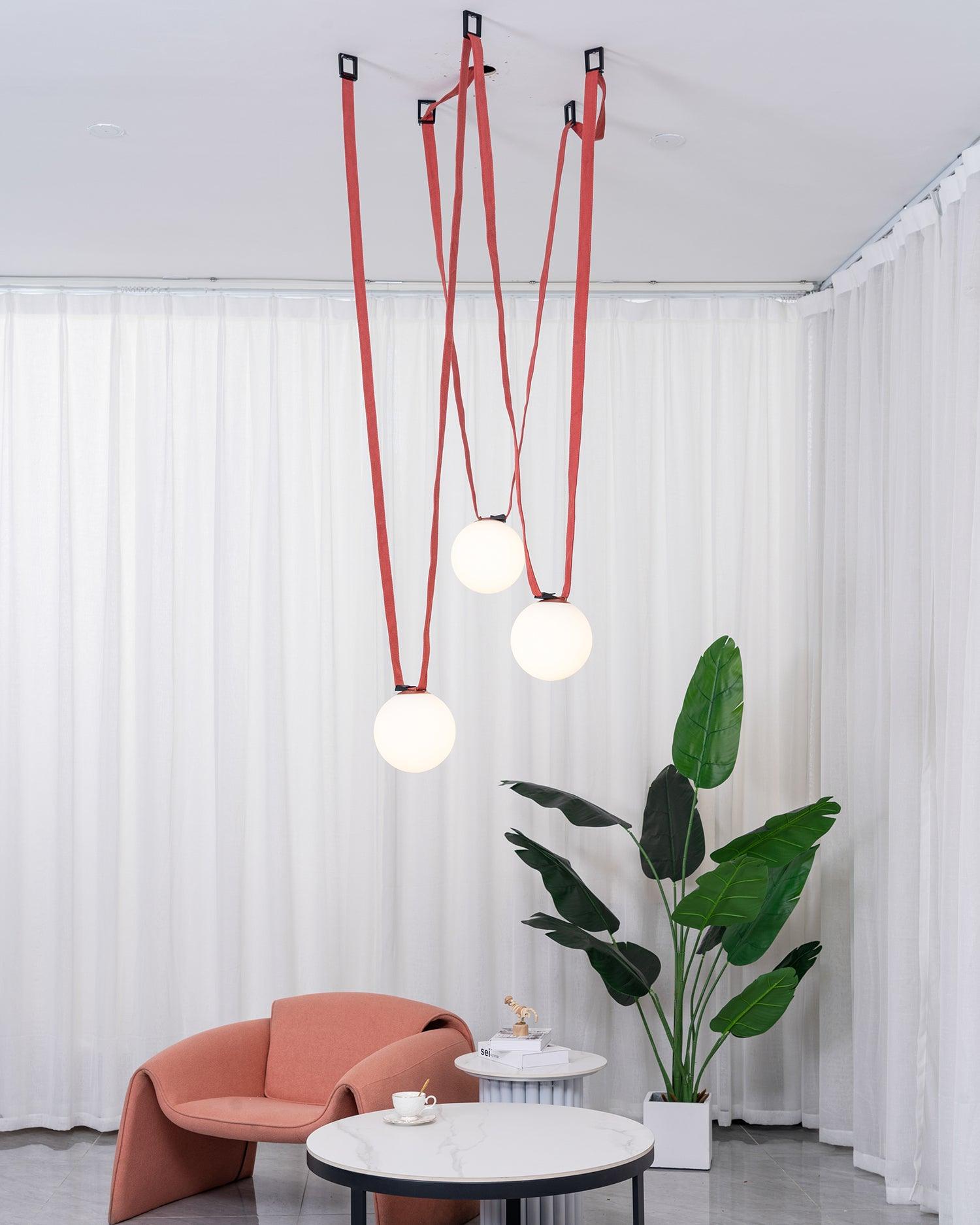 Lustra Pendant Lamp Leather Belt Glass - Letslighting