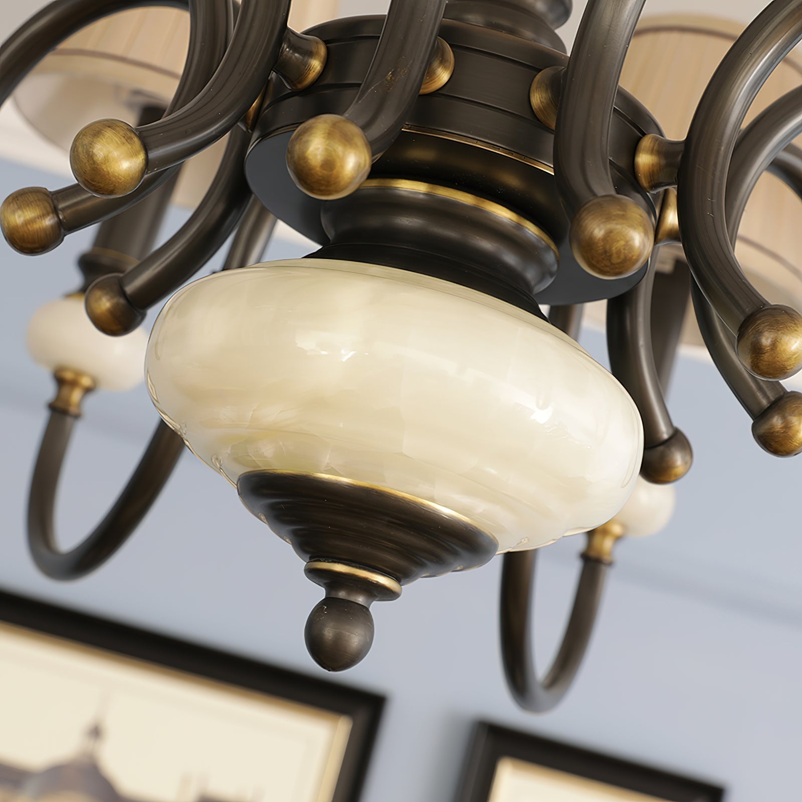 Ivenen Postmodern Luxury Brass Jade Chandelier - Letslighting