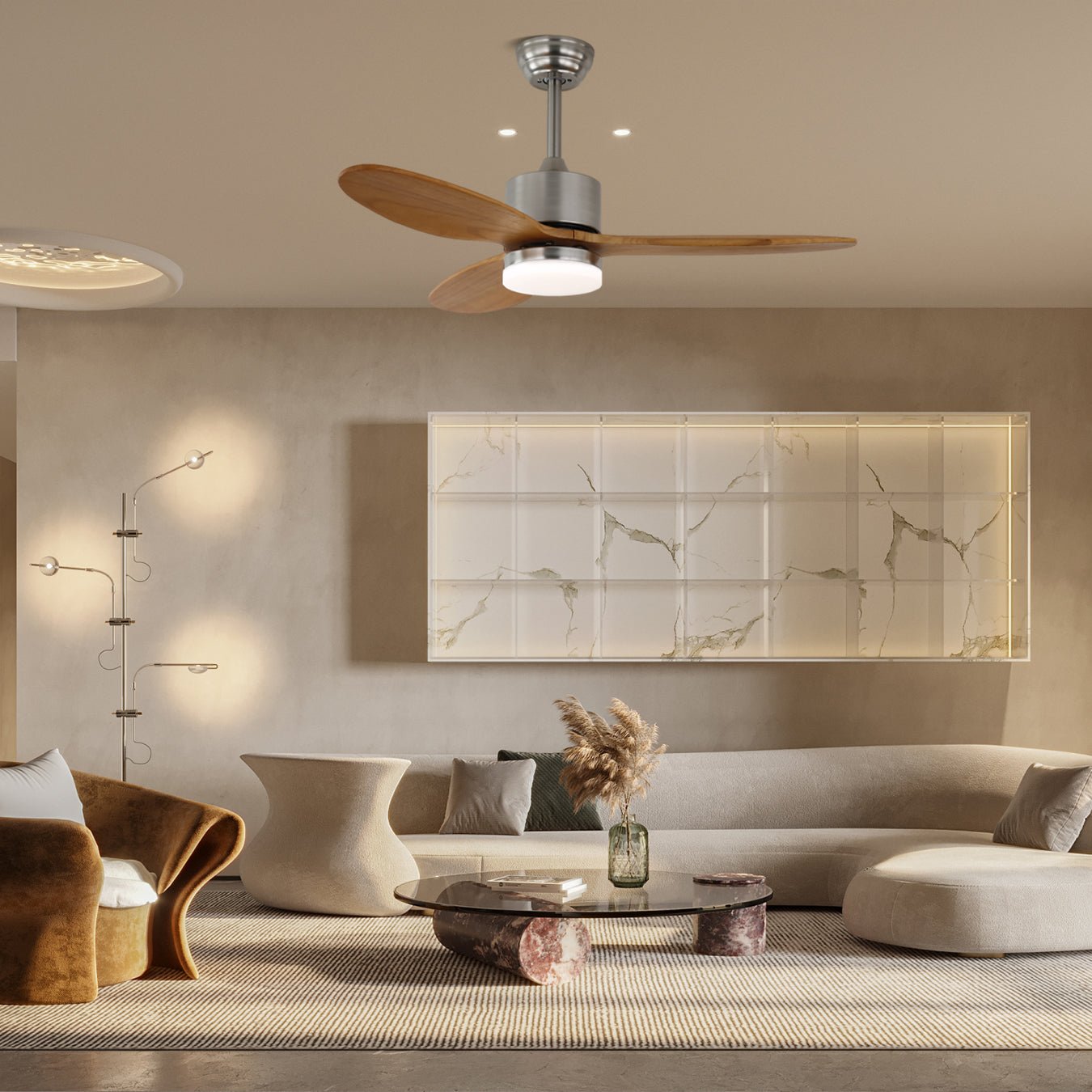 Elara Minimalist Wood Ceiling Fan Light - Letslighting