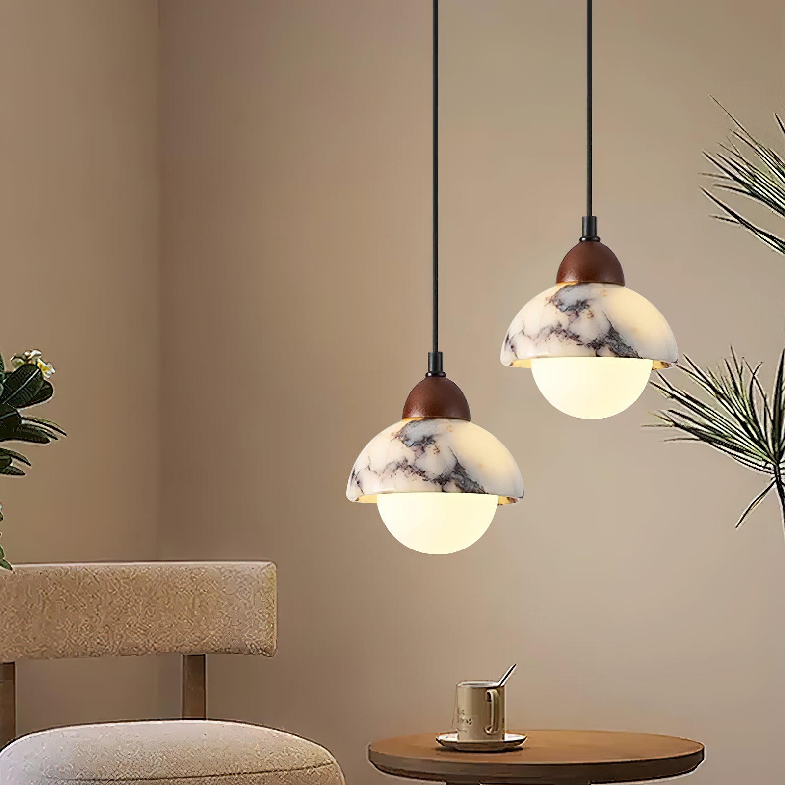 Vilaeisra Modern Minimalist Wooden Marble Pendant Lamp - Letslighting