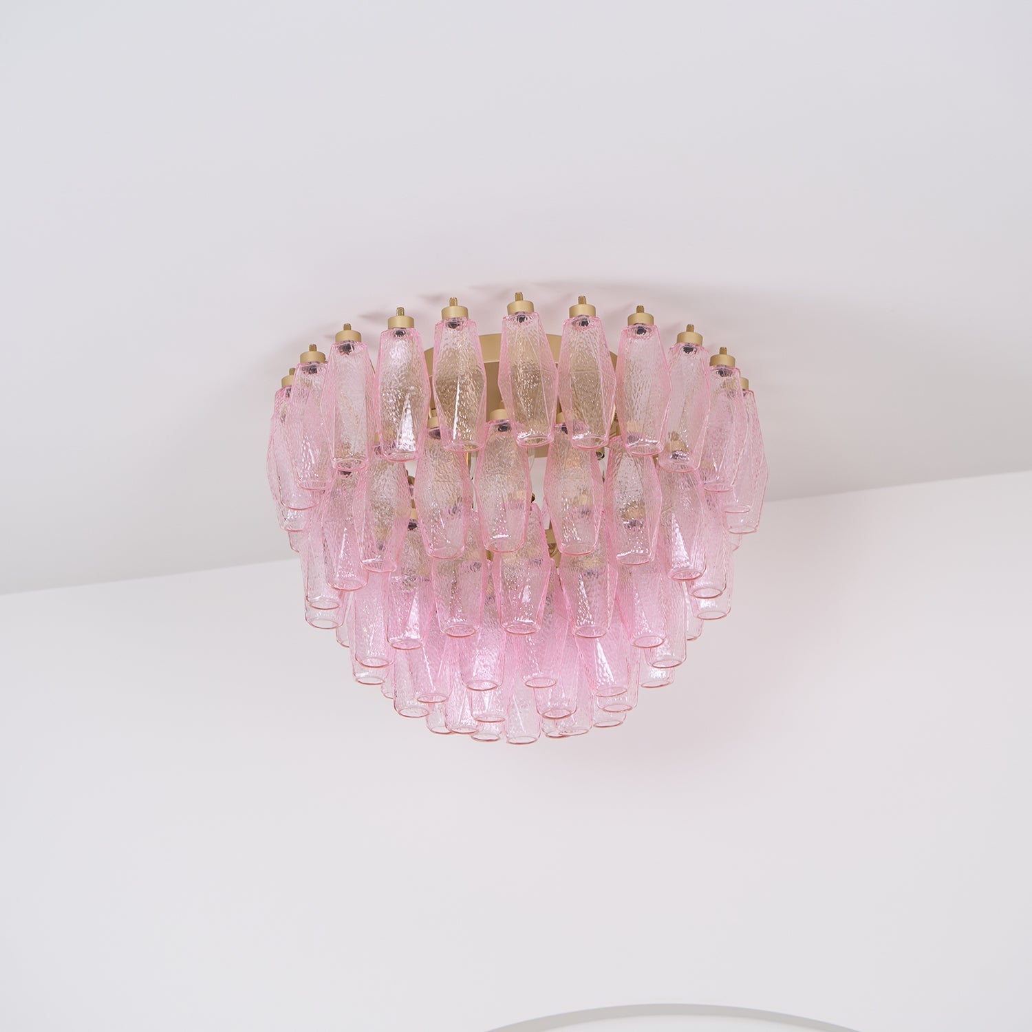 Aurora Ceiling Lamp Poliedri Pink Murano Glass Layered Flush Mount