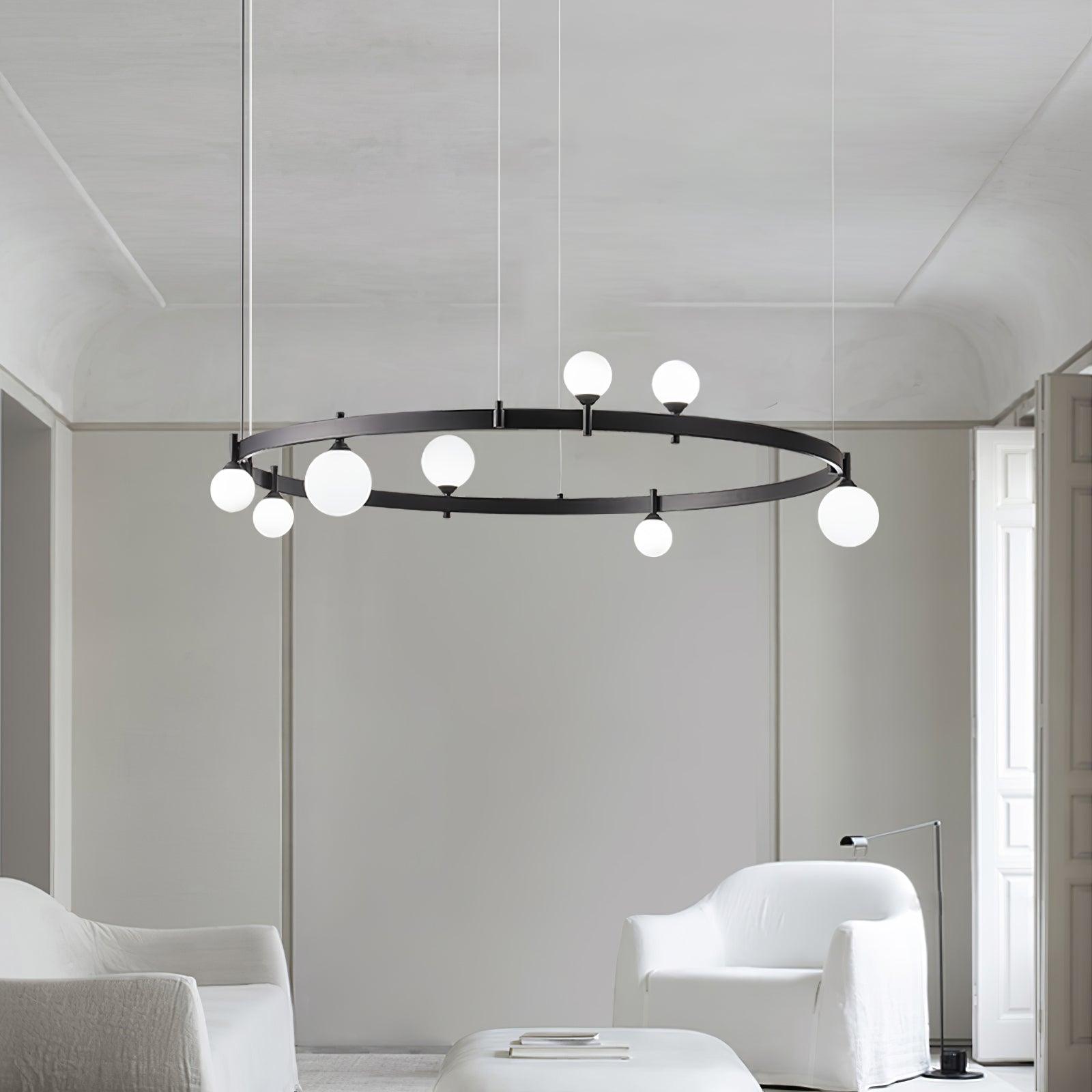 Lustra Pendant Lamp Round Black Ring - Letslighting