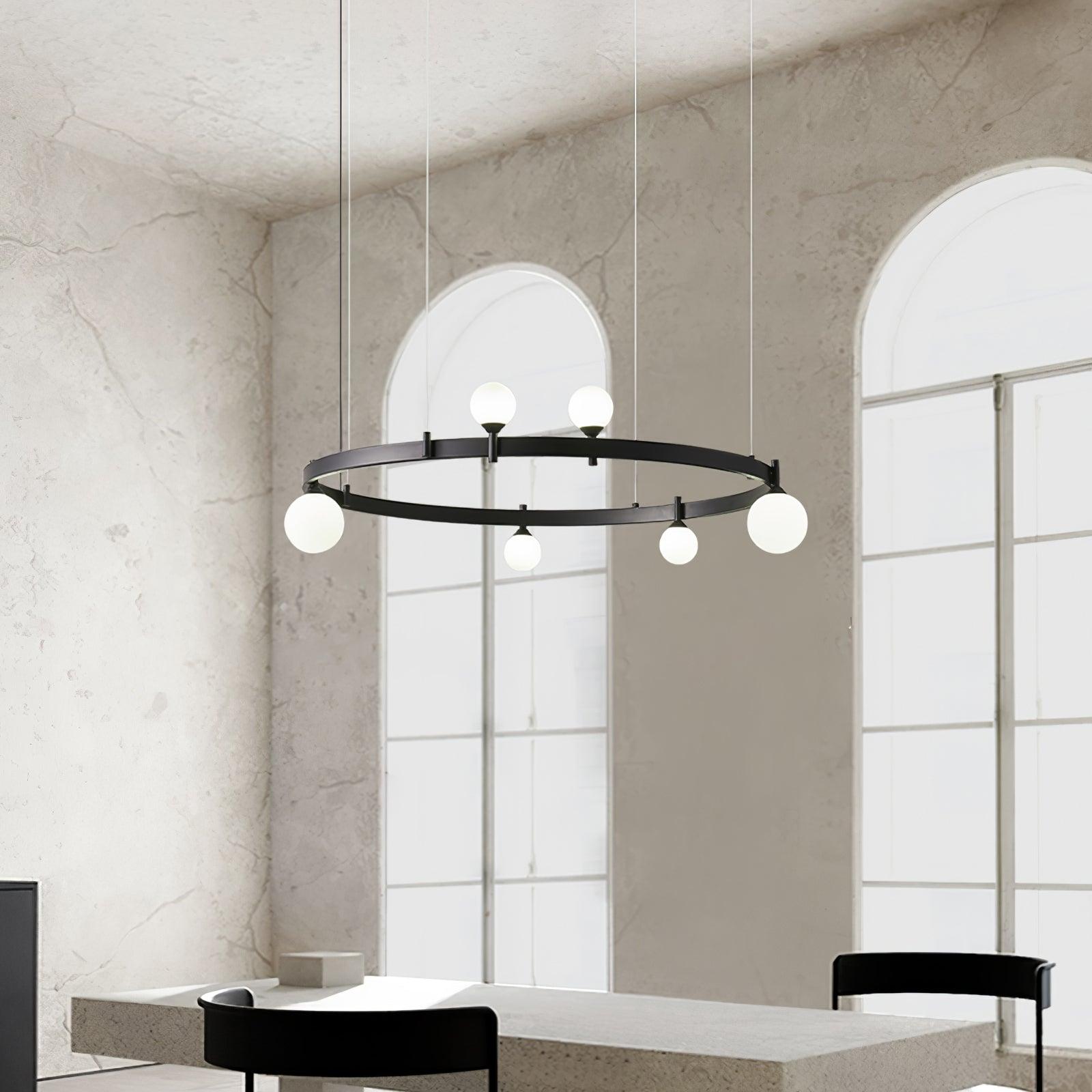 Lustra Pendant Lamp Round Black Ring - Letslighting