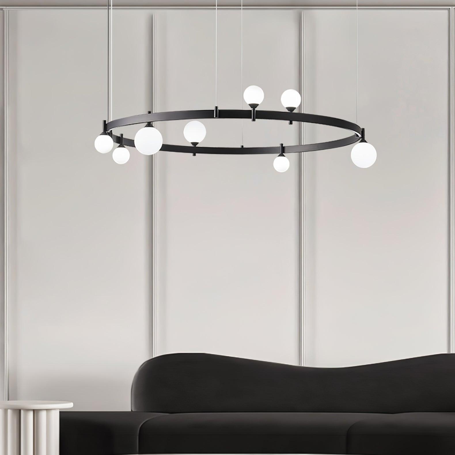 Lustra Pendant Lamp Round Black Ring - Letslighting