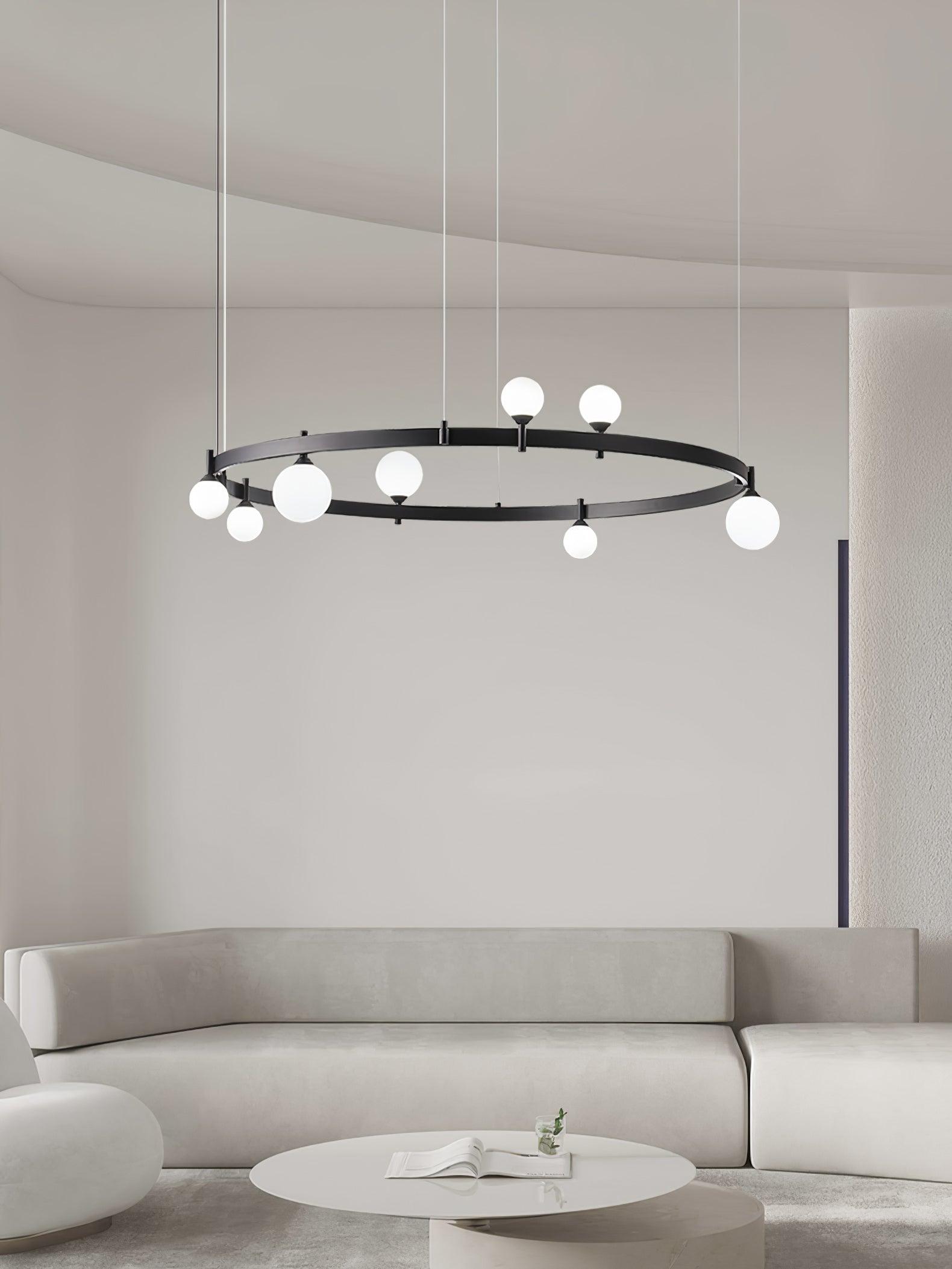Lustra Pendant Lamp Round Black Ring - Letslighting