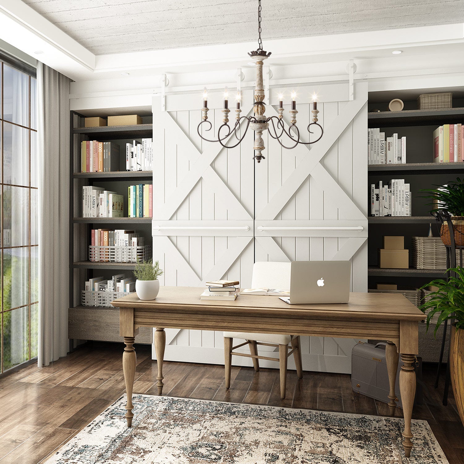 Zonorira Vintage Industrial Wooden Chandelier - Letslighting