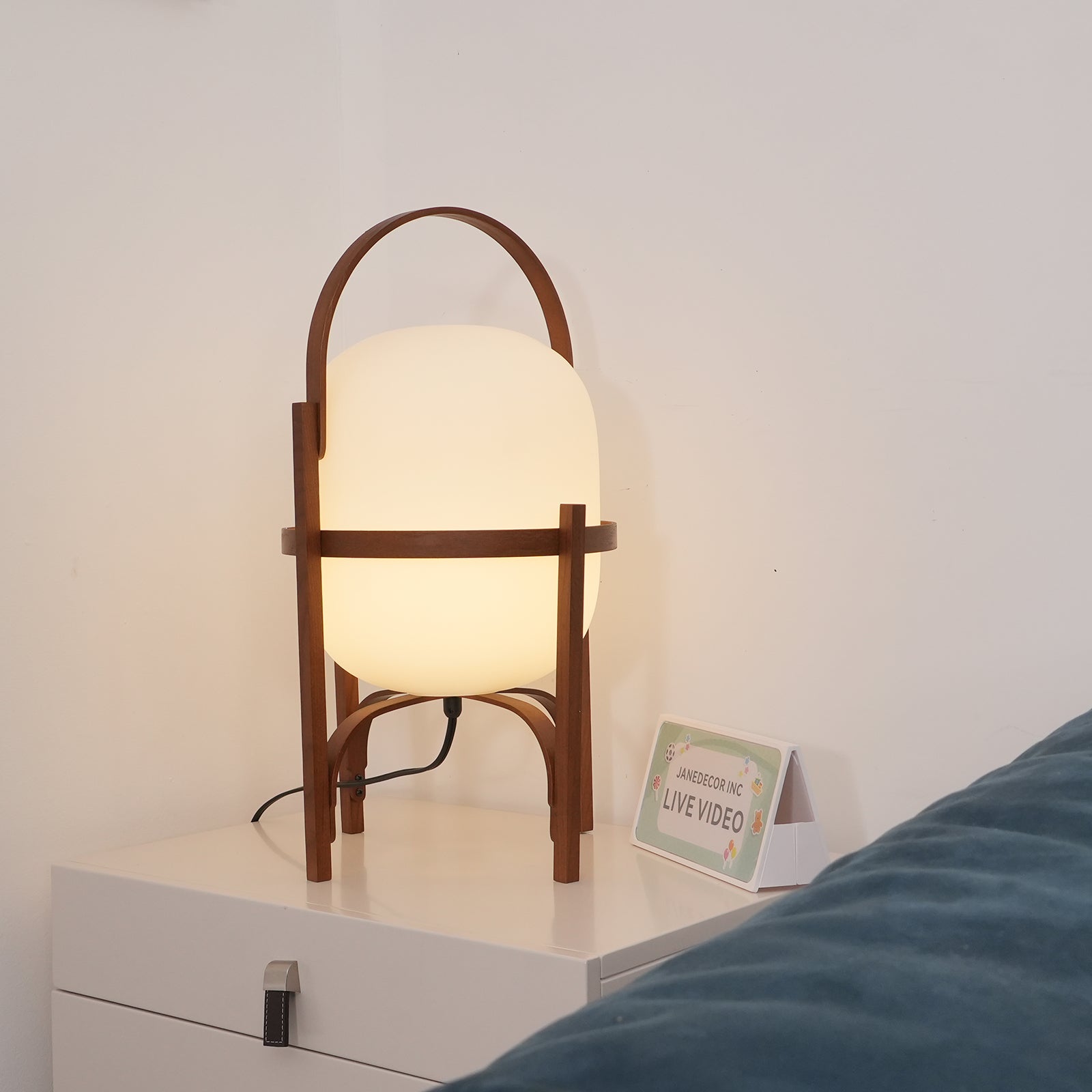 Lethra Wood Glass Table Lamp - Letslighting