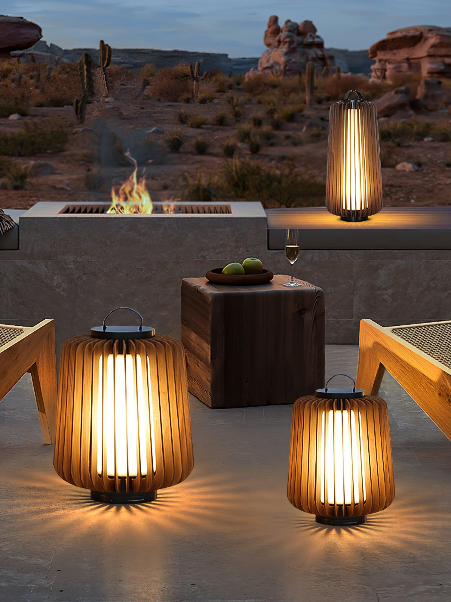 Ulmaran Portable Rechargeable Wood Lantern Outdoor Light - Letslighting