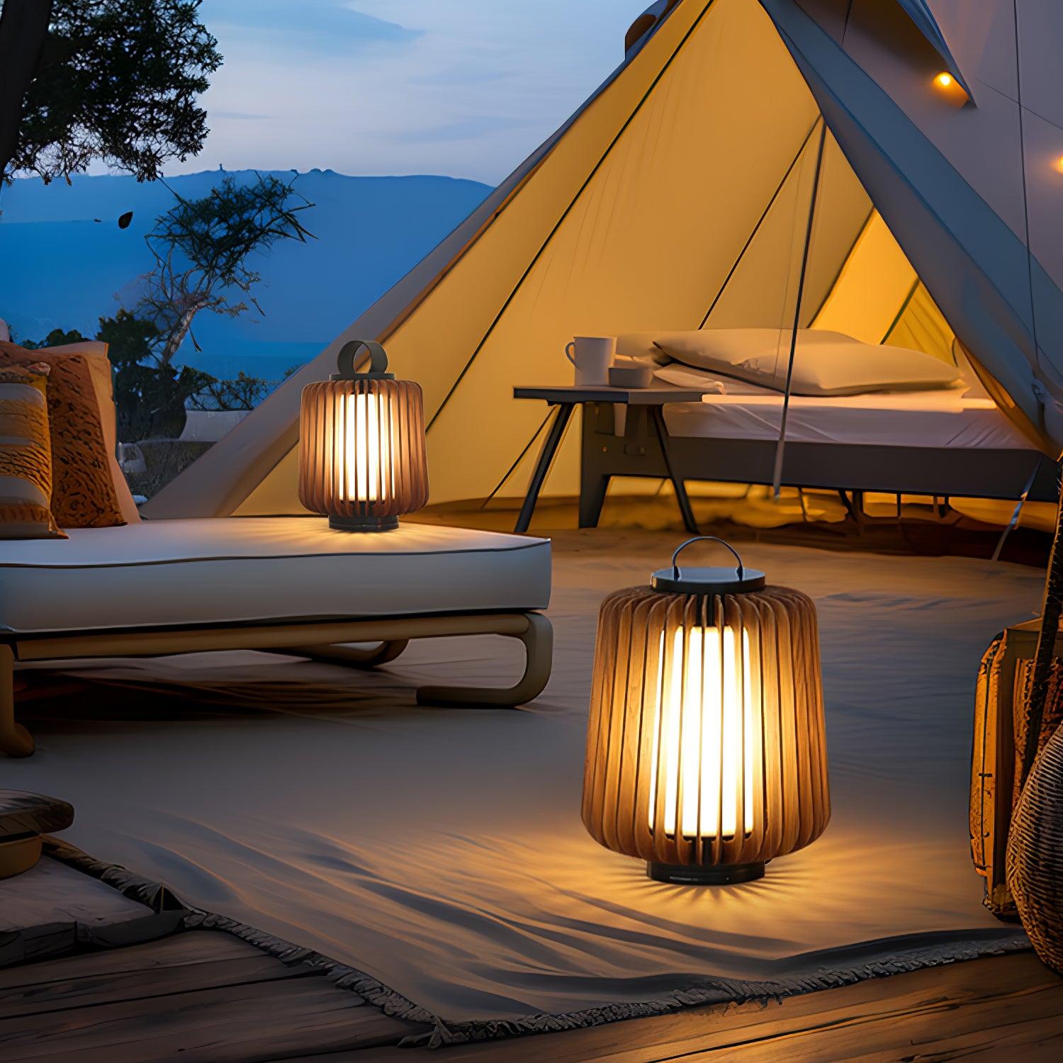 Ulmaran Portable Rechargeable Wood Lantern Outdoor Light - Letslighting