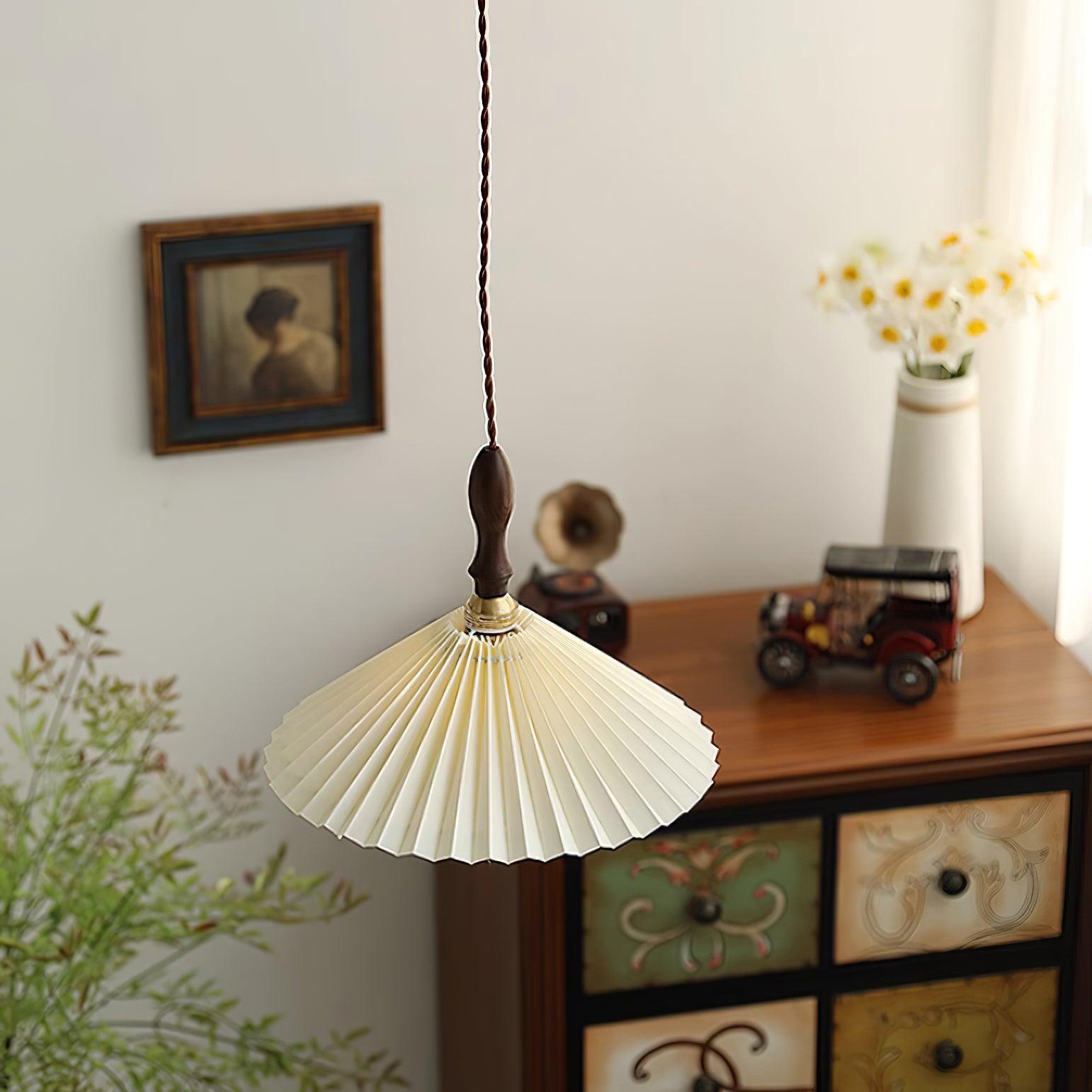 Prairie Walnut Pleated Pendant Lamp - Letslighting