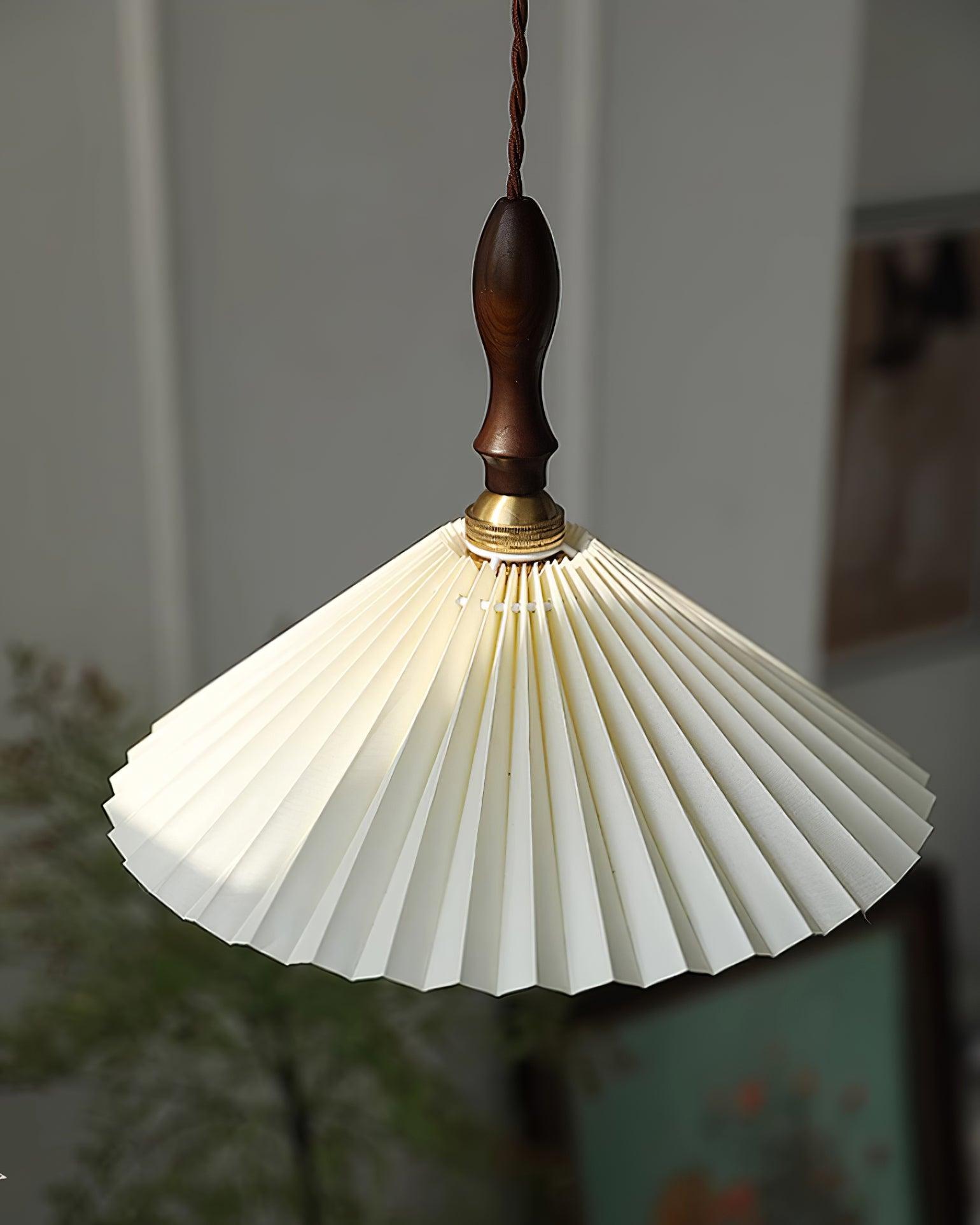 Prairie Walnut Pleated Pendant Lamp - Letslighting