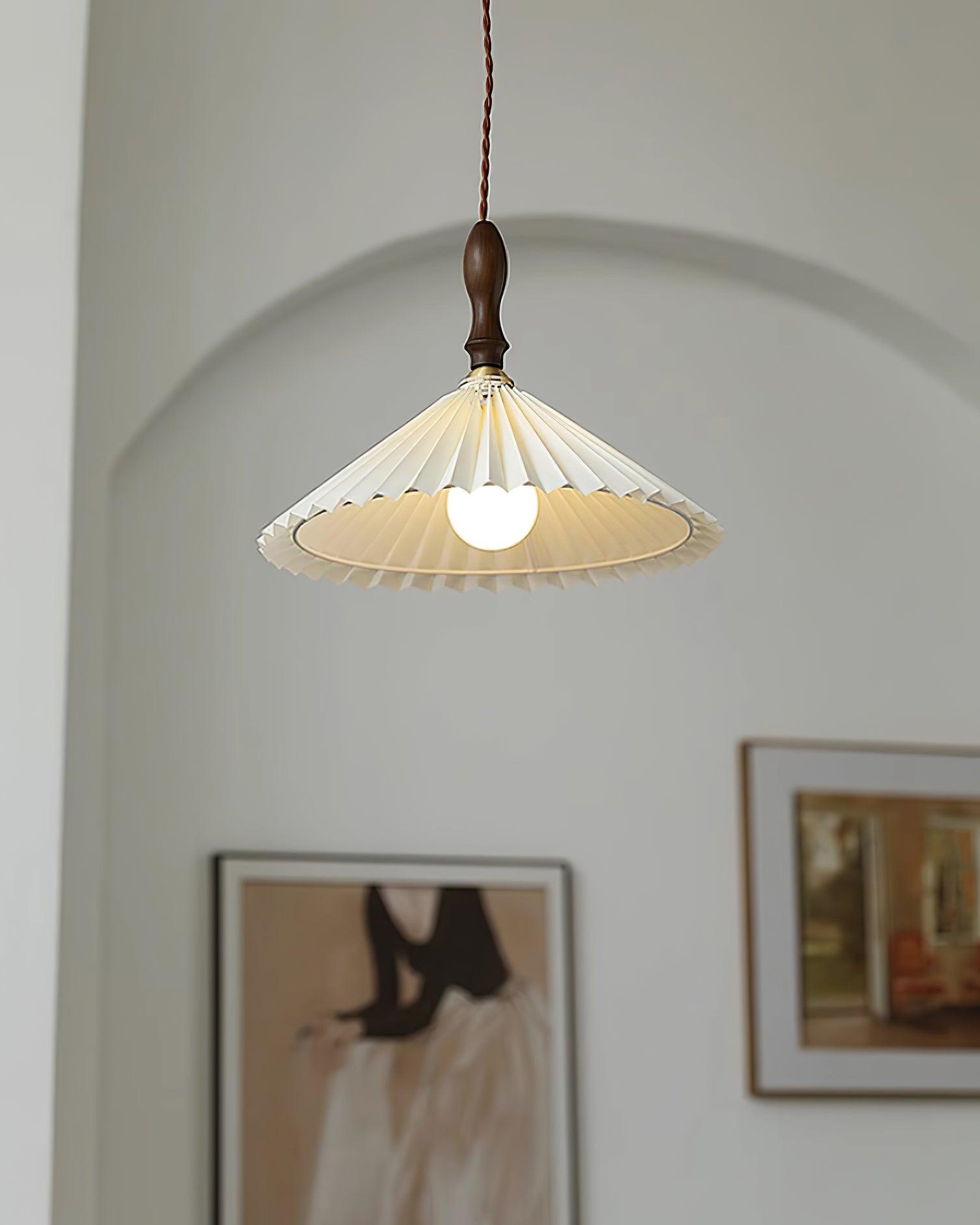 Prairie Walnut Pleated Pendant Lamp - Letslighting
