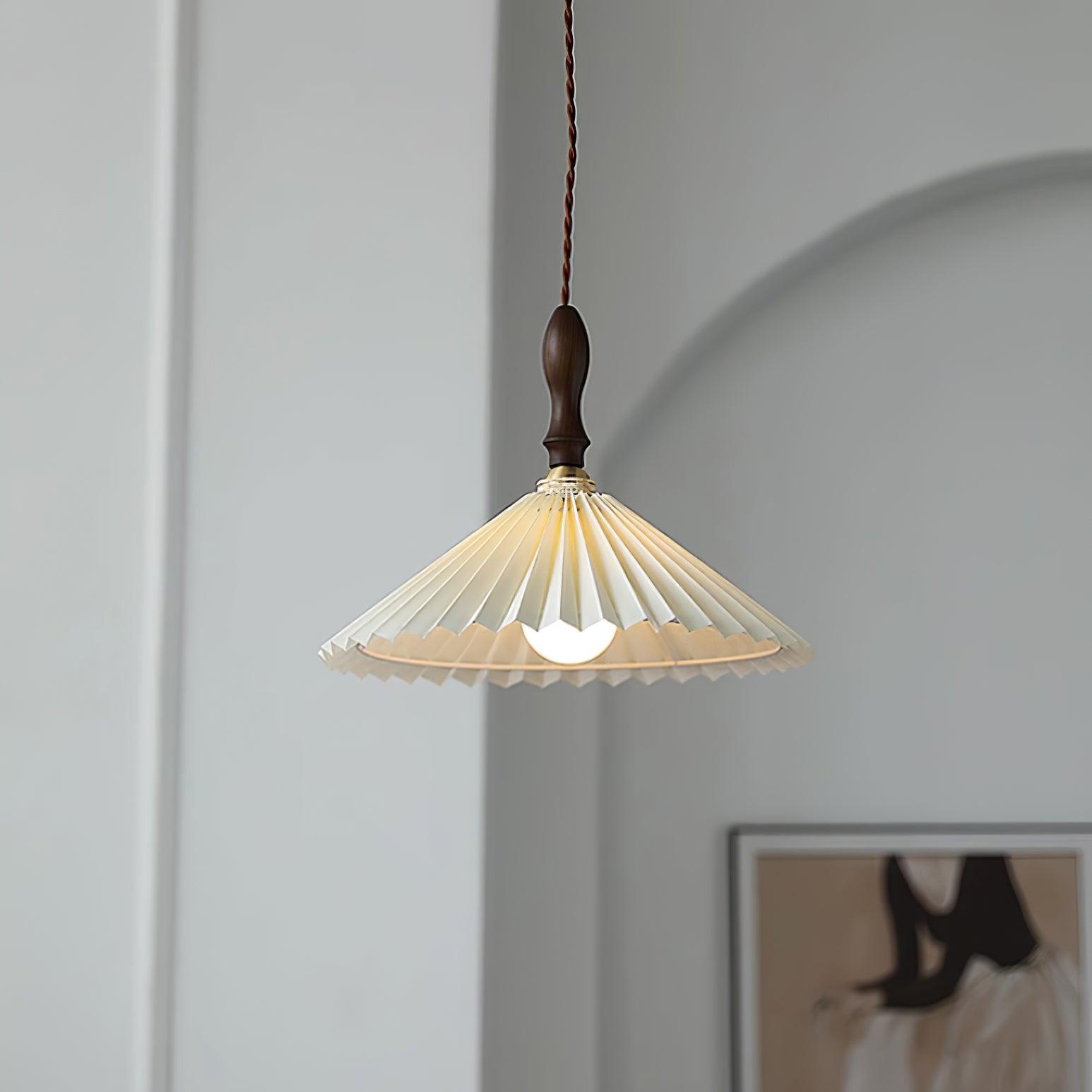 Prairie Walnut Pleated Pendant Lamp - Letslighting
