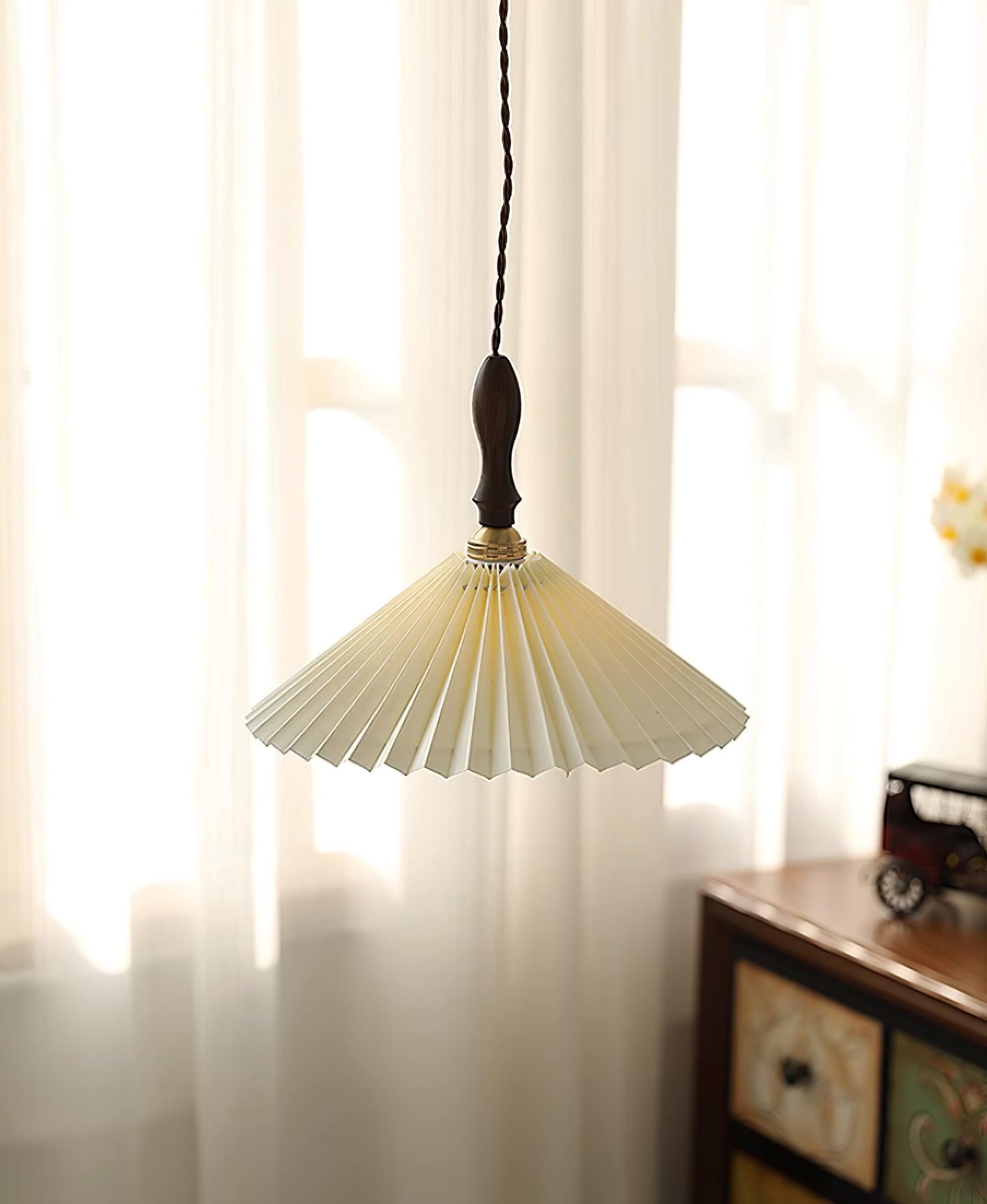 Prairie Walnut Pleated Pendant Lamp - Letslighting