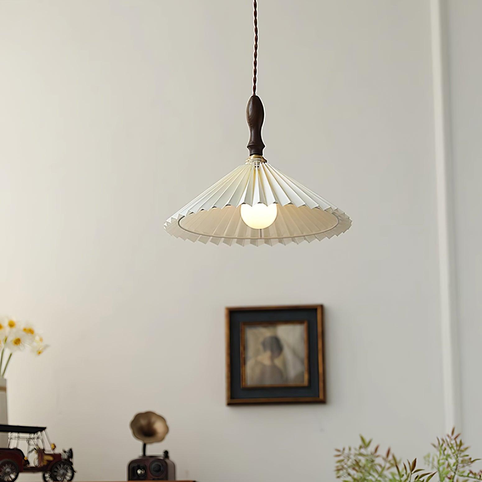 Prairie Walnut Pleated Pendant Lamp - Letslighting