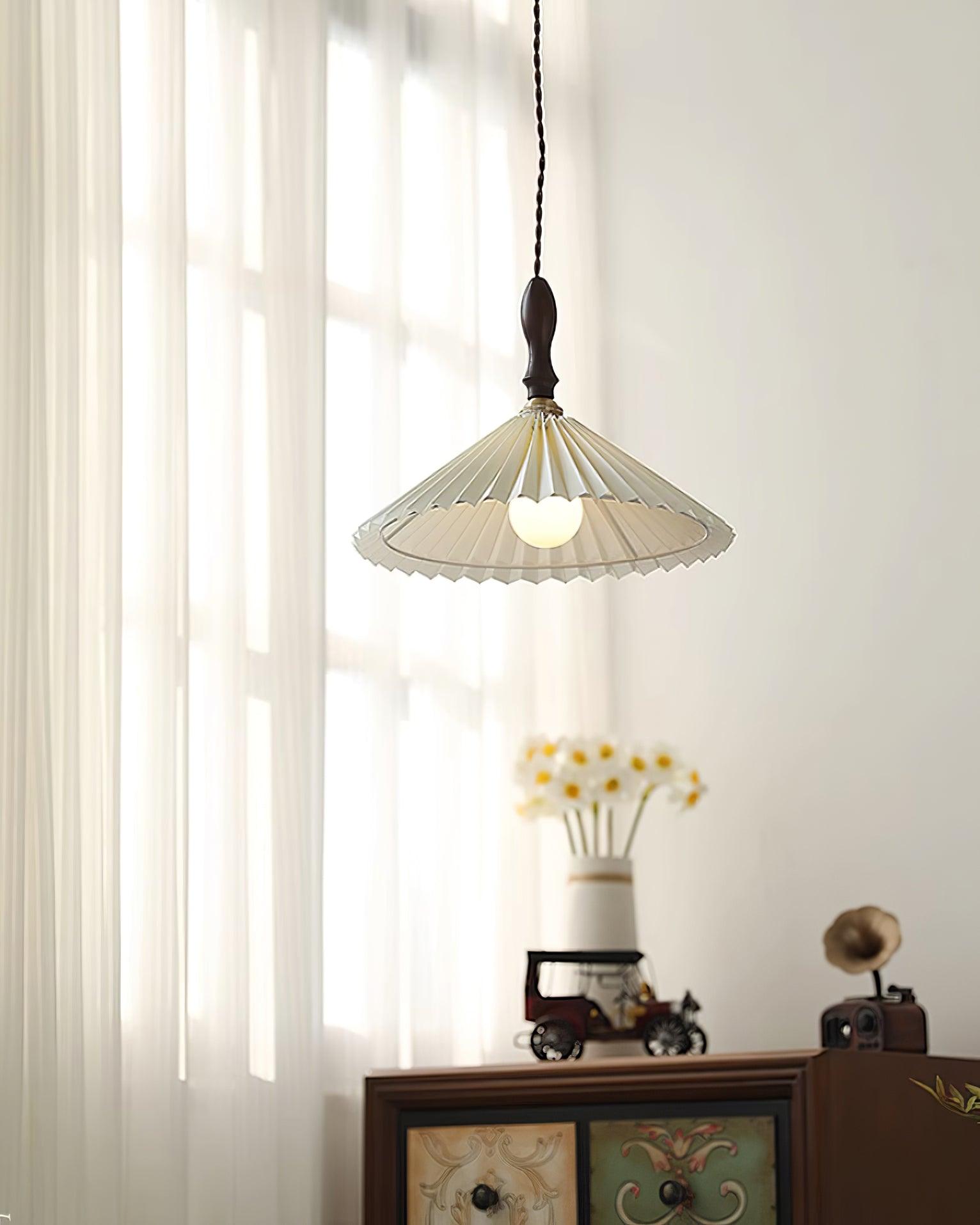 Prairie Walnut Pleated Pendant Lamp - Letslighting