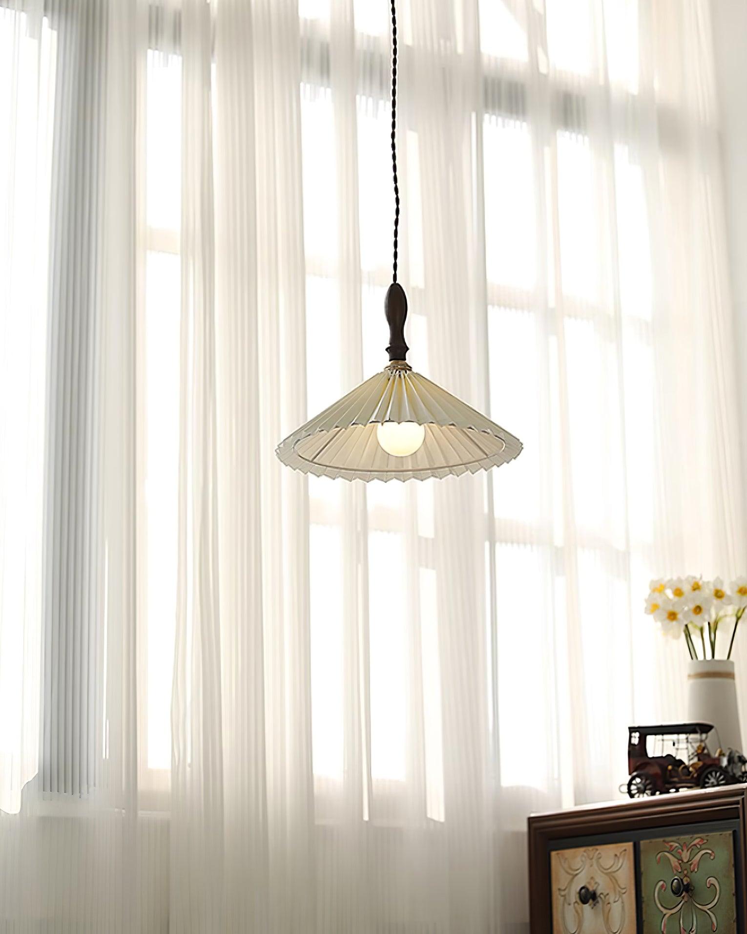 Prairie Walnut Pleated Pendant Lamp - Letslighting