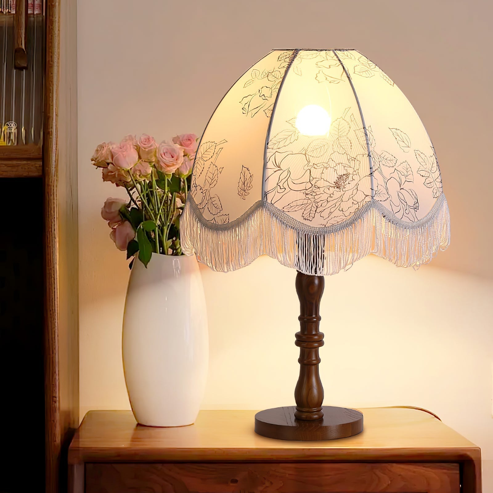 Orlyn Wood Fabric Elegant Table Lamp - Letslighting