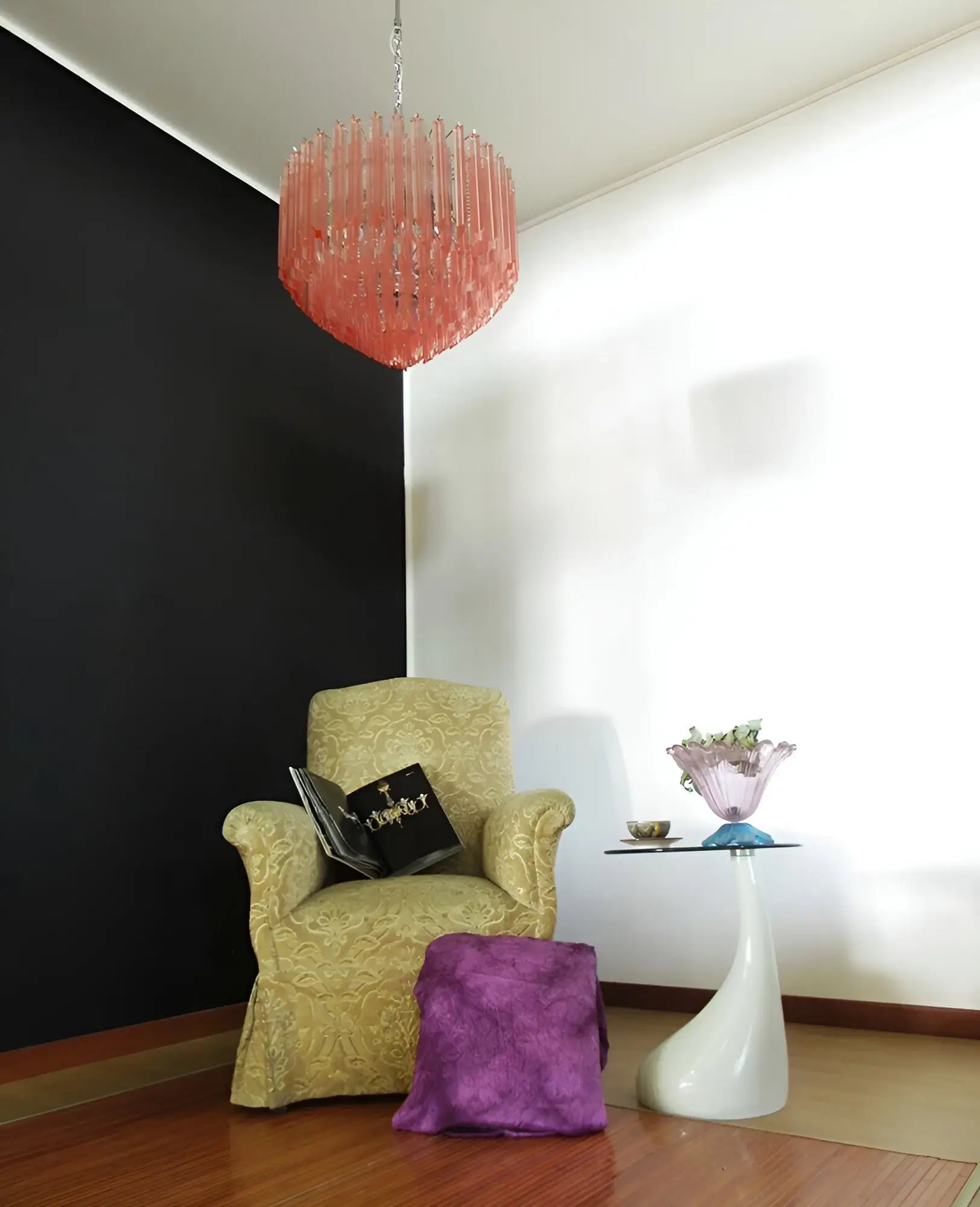 Aurora Chandelier Pink Glass Prisms Geometric - Letslighting