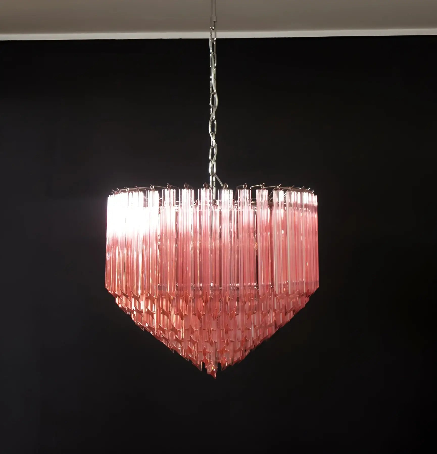 Aurora Chandelier Pink Glass Prisms Geometric - Letslighting