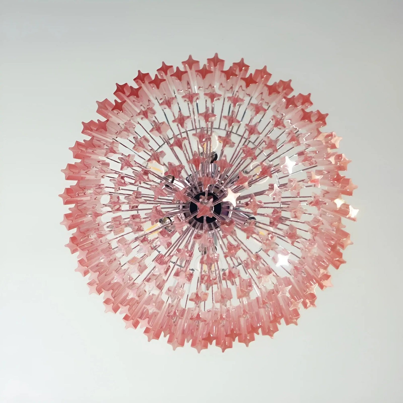 Aurora Chandelier Pink Glass Prisms Geometric - Letslighting