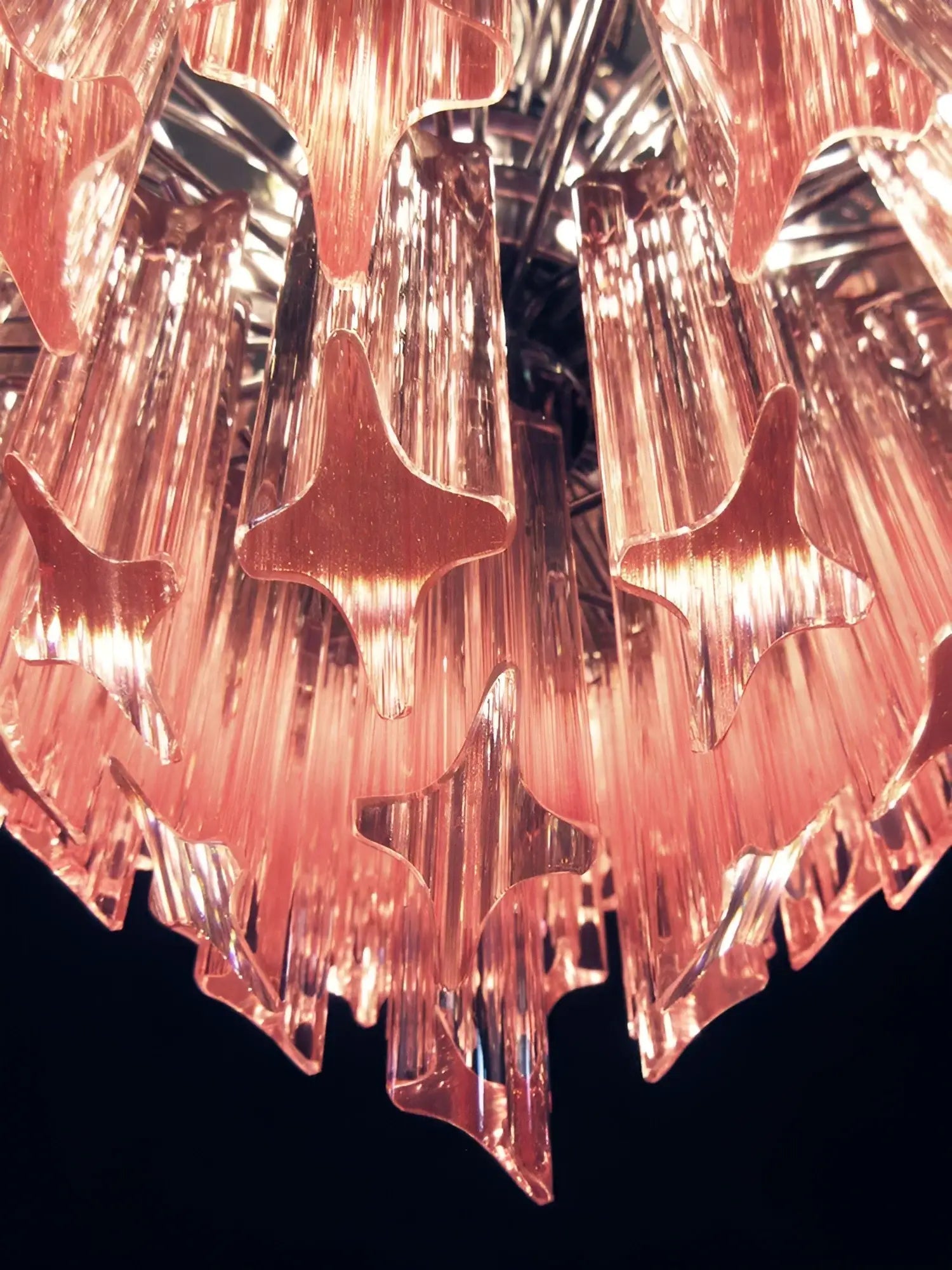 Aurora Chandelier Pink Glass Prisms Geometric - Letslighting