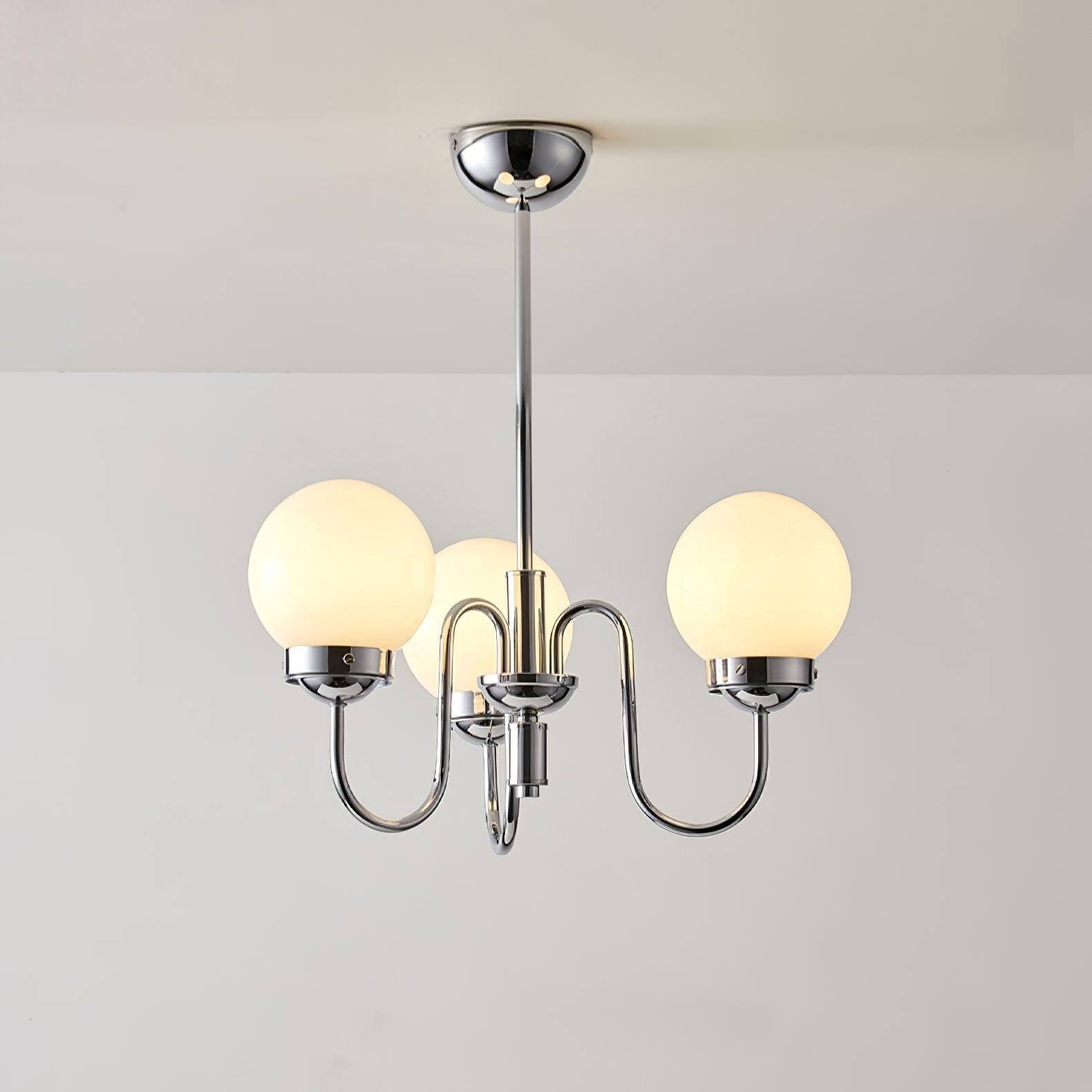 Lustra Chandelier Globe Chrome Curved Arm - Letslighting