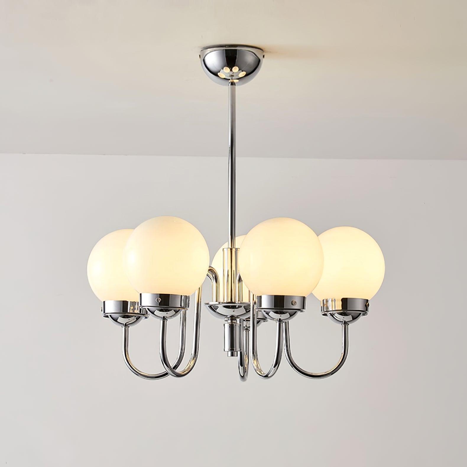 Lustra Chandelier Globe Chrome Curved Arm - Letslighting