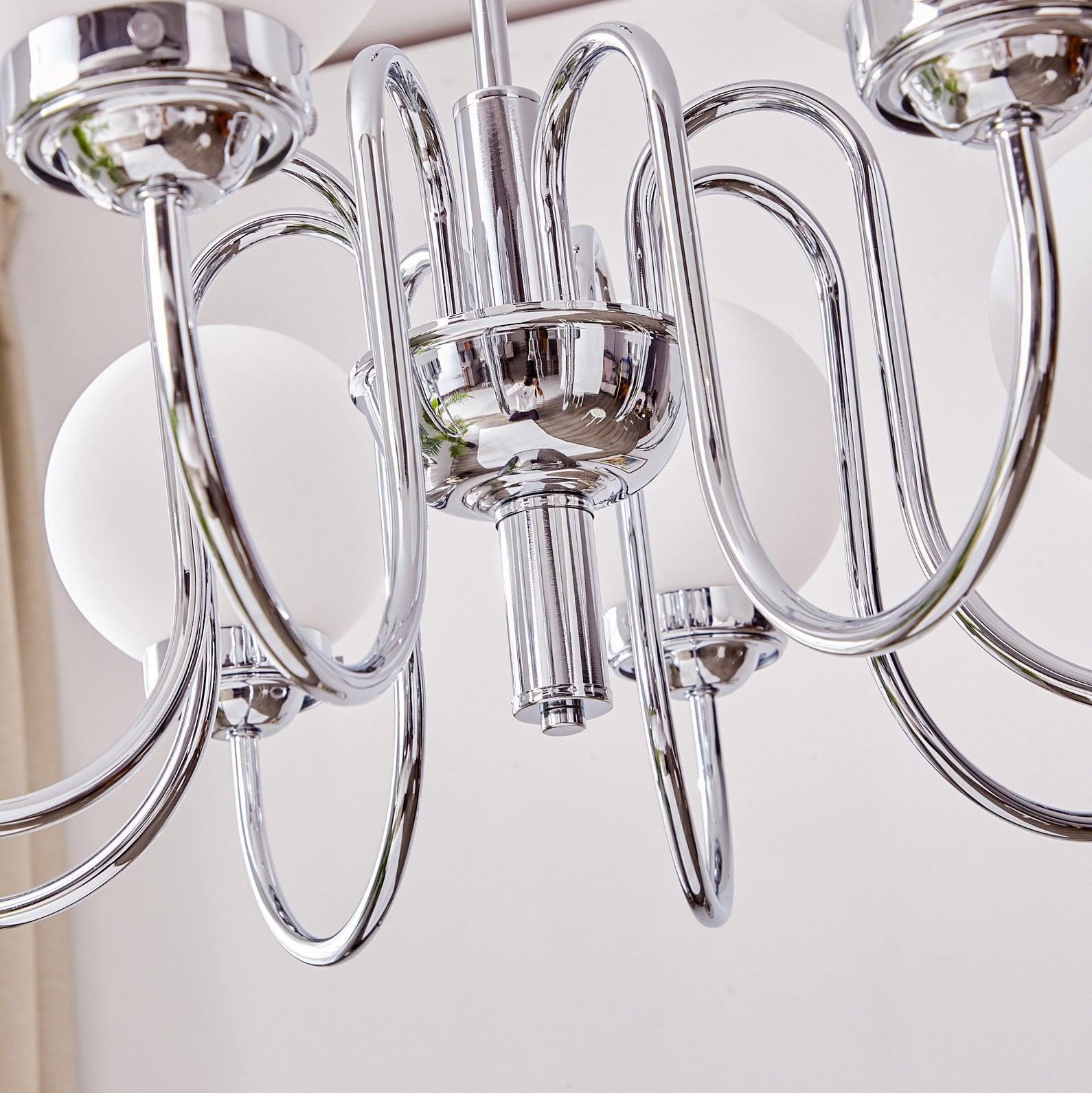 Lustra Chandelier Globe Chrome Curved Arm - Letslighting