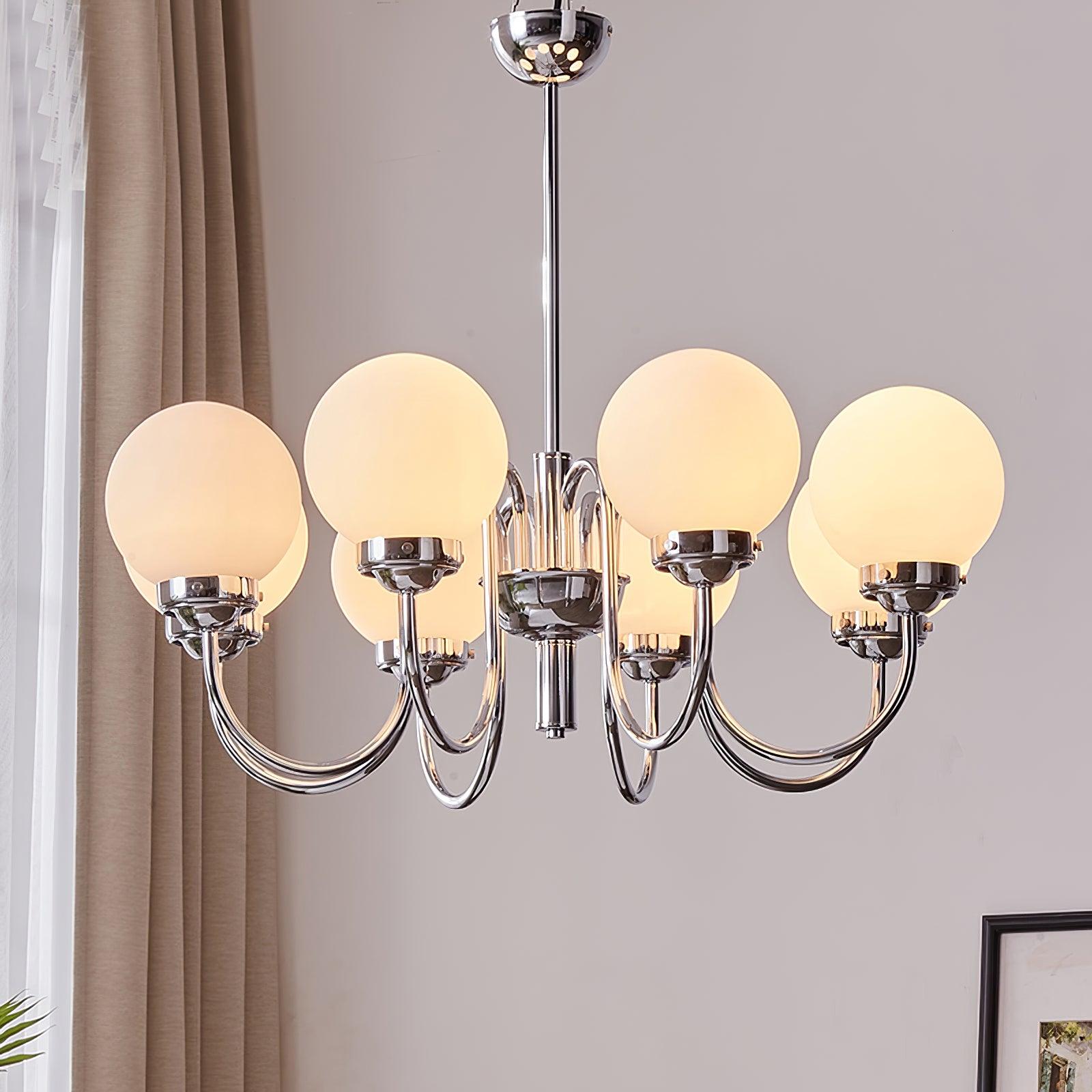 Lustra Chandelier Globe Chrome Curved Arm - Letslighting
