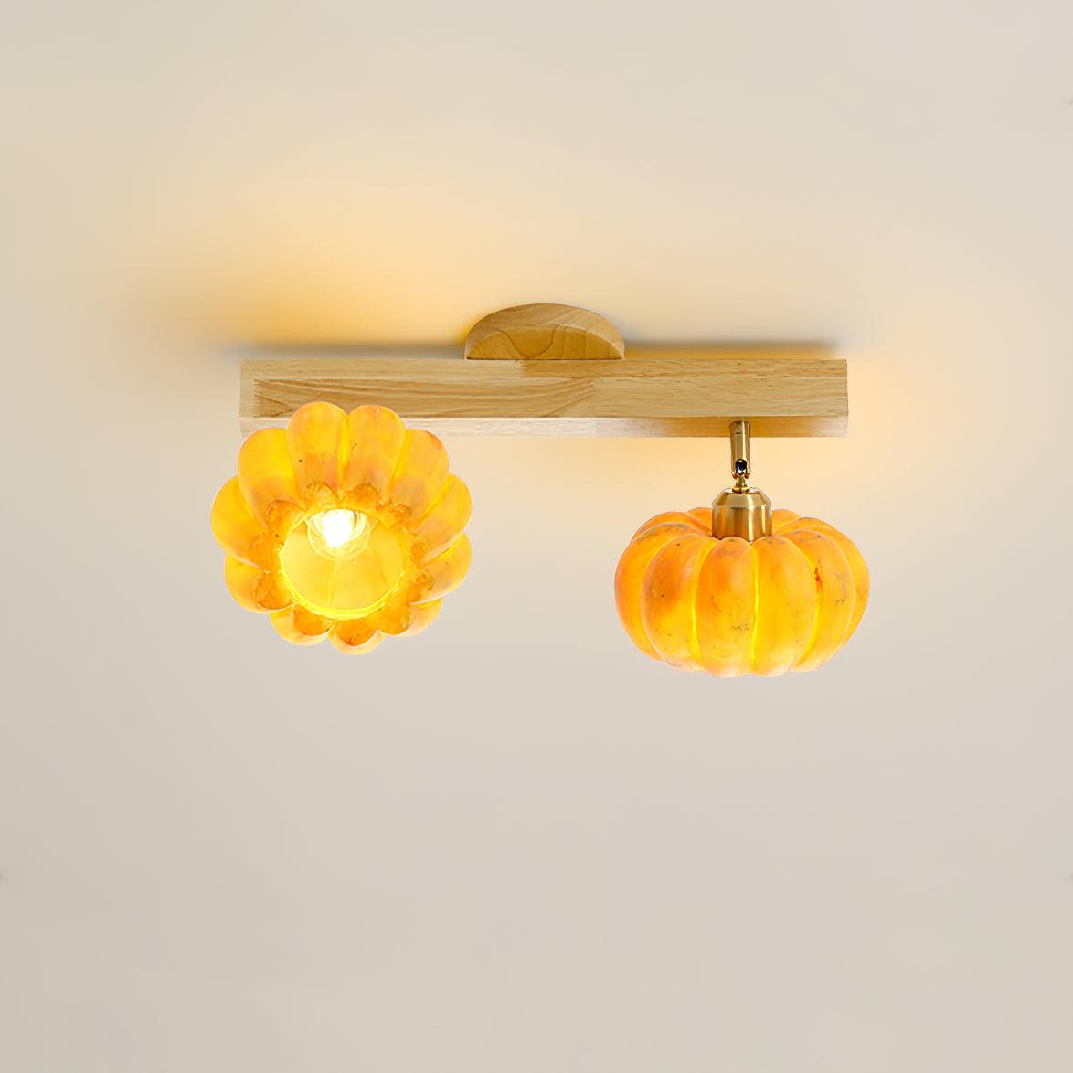 Pumpkin Ceiling Light Wood - Letslighting