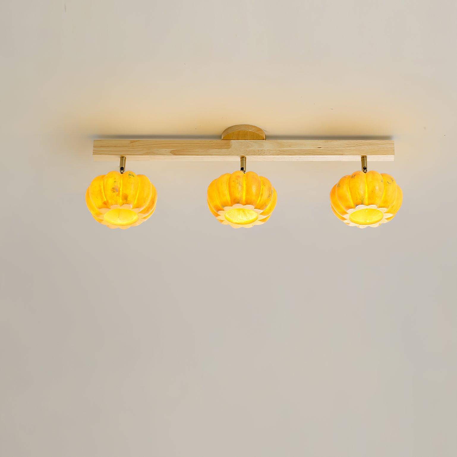 Pumpkin Ceiling Light Wood - Letslighting