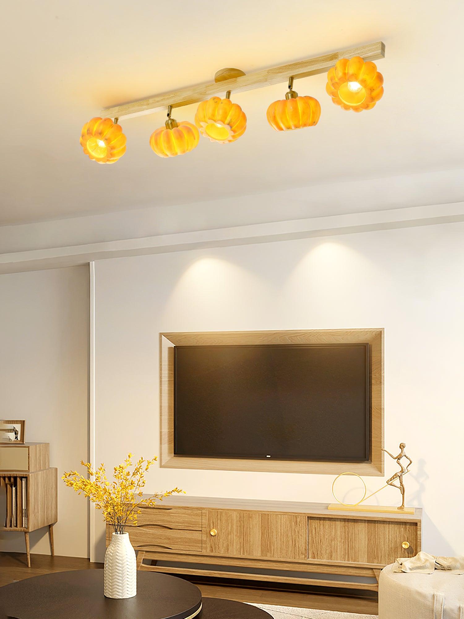Pumpkin Ceiling Light Wood - Letslighting