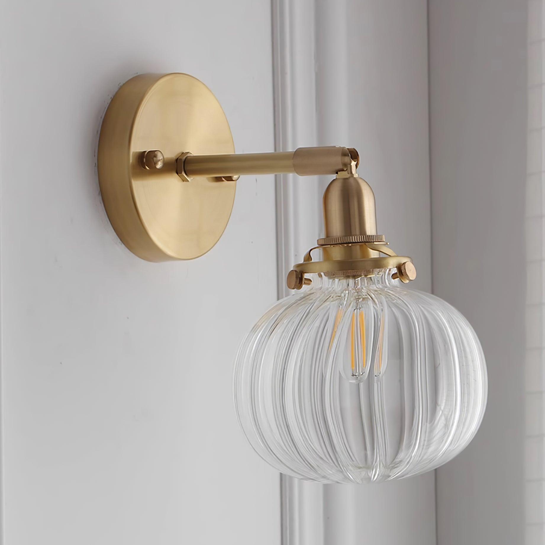 Baroque Wall Lamp Plug-In Smoke Glass Shade Brass Industrial - Letslighting