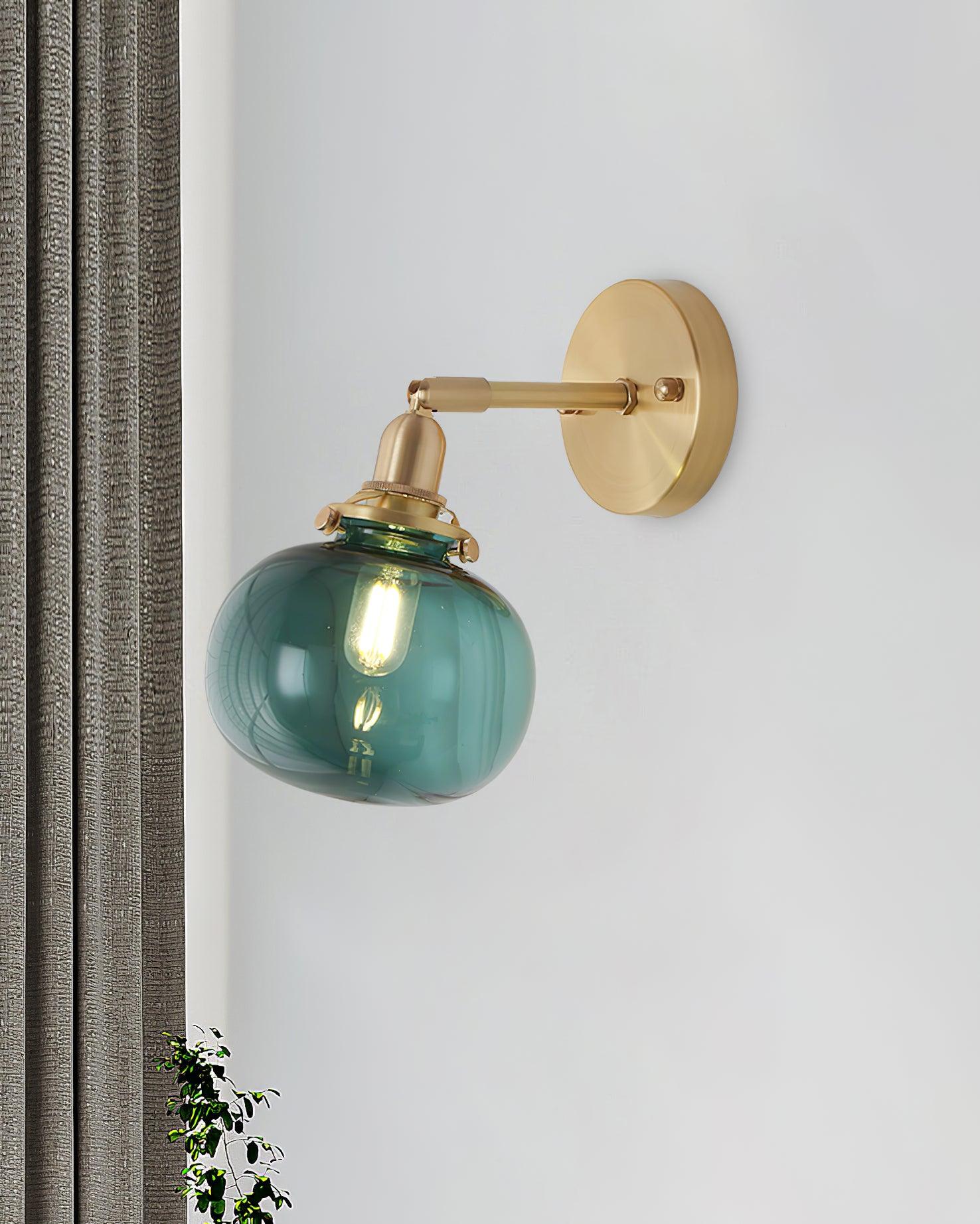 Baroque Wall Lamp Plug-In Smoke Glass Shade Brass Industrial - Letslighting