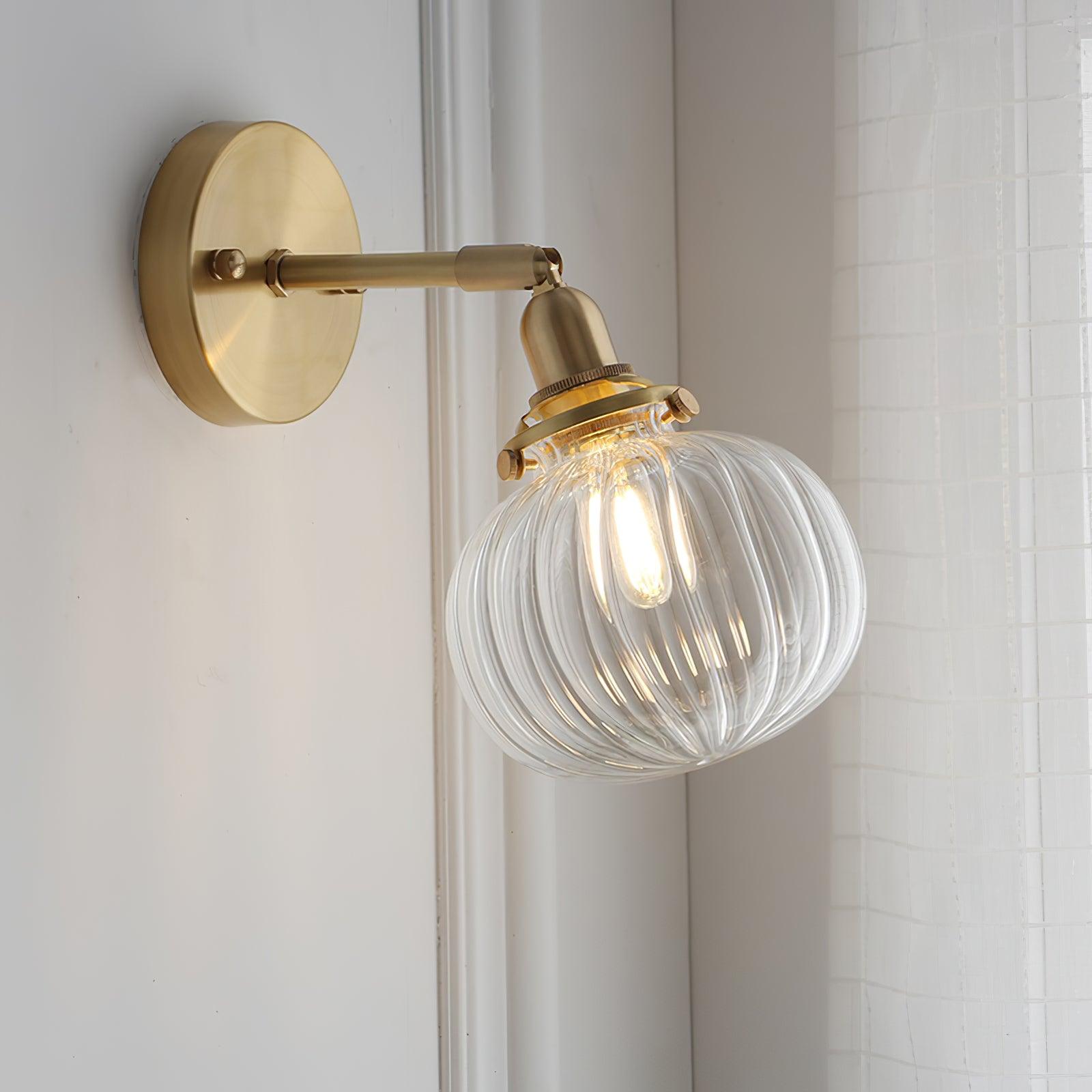 Baroque Wall Lamp Plug-In Smoke Glass Shade Brass Industrial - Letslighting