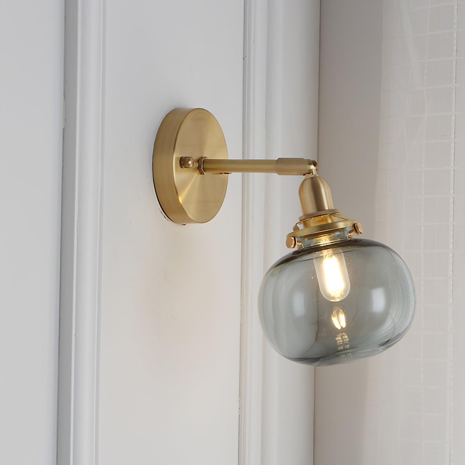 Baroque Wall Lamp Plug-In Smoke Glass Shade Brass Industrial - Letslighting