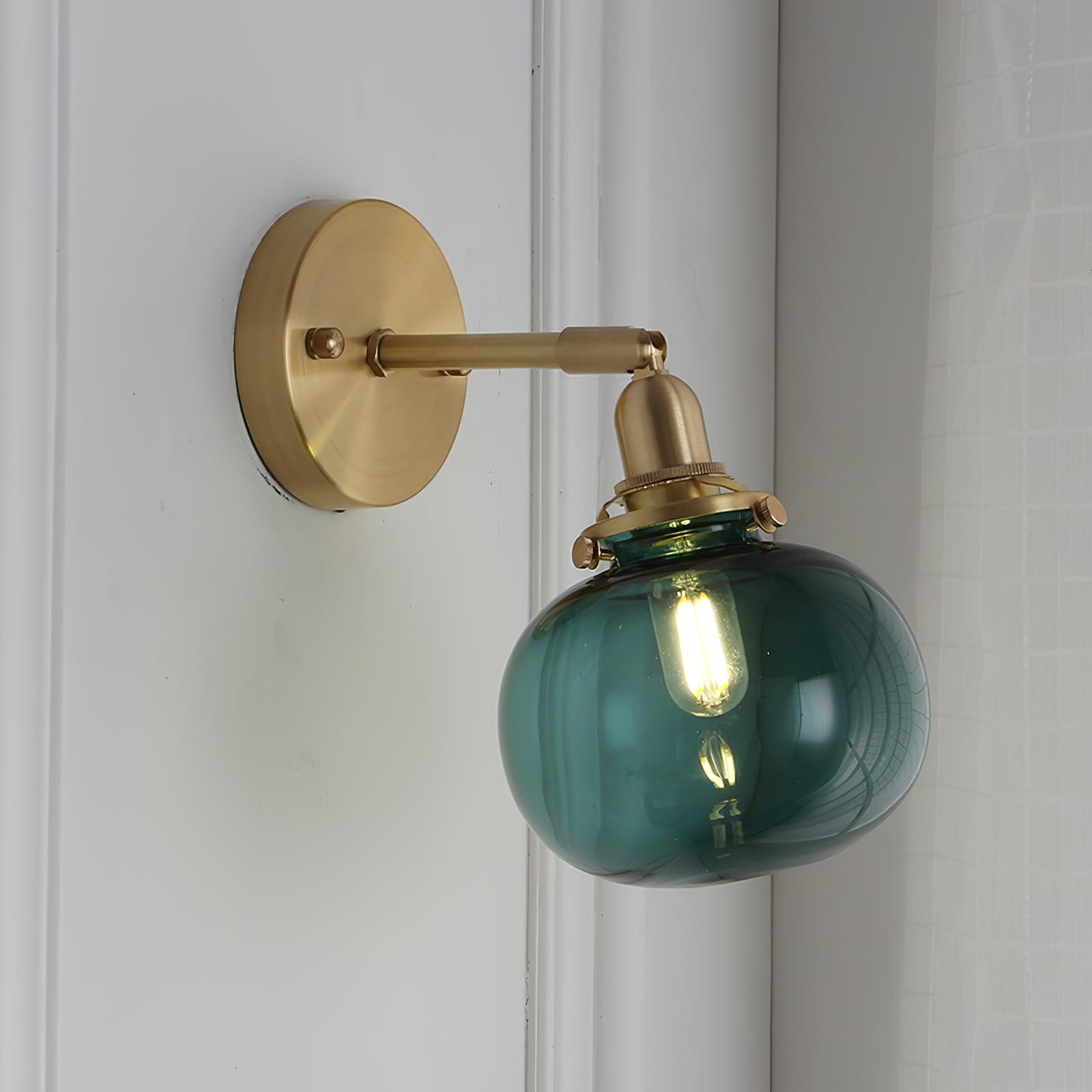 Baroque Wall Lamp Plug-In Smoke Glass Shade Brass Industrial - Letslighting