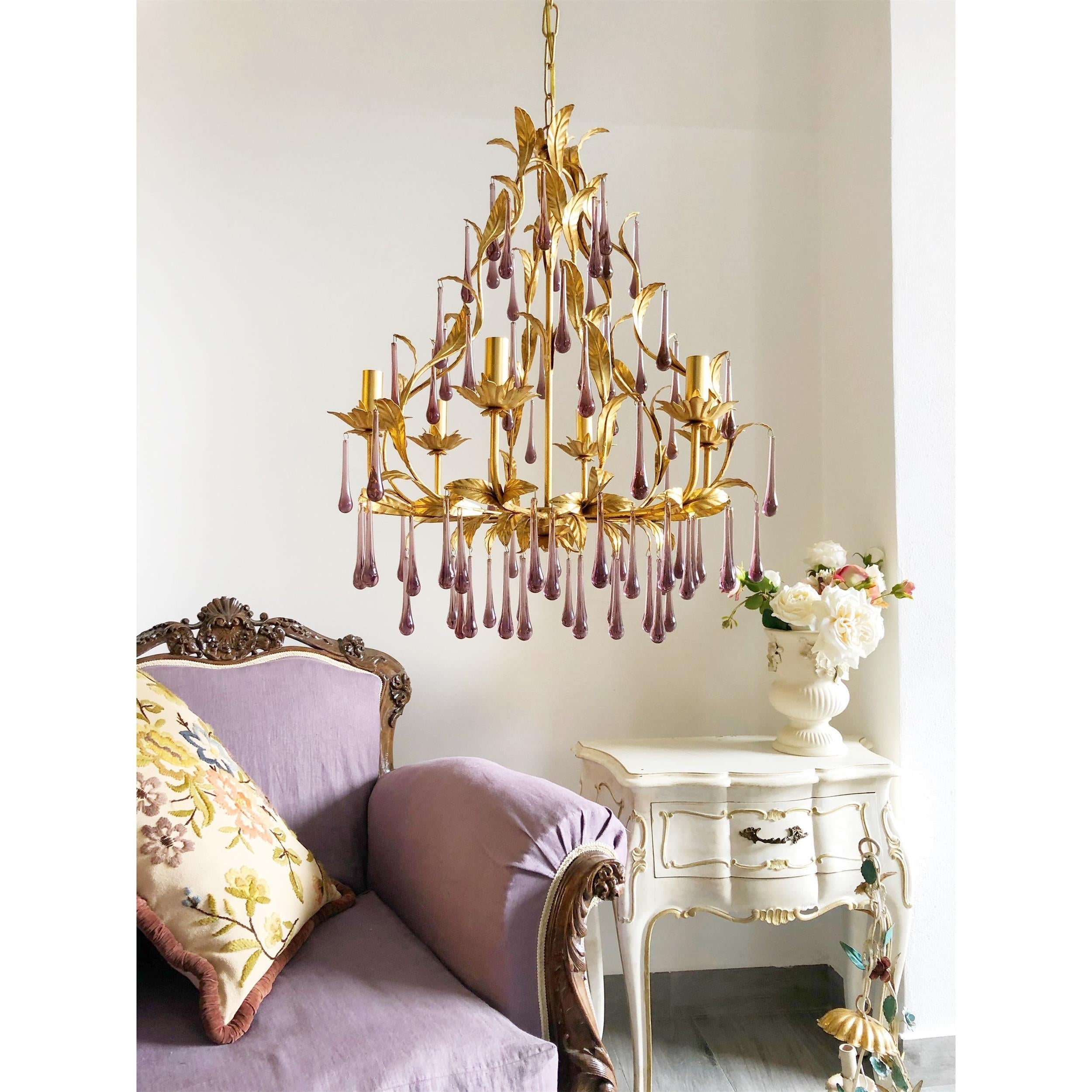 Ilvenel Postmodern Luxury Birdcage Purple Glass Chandelier - Letslighting