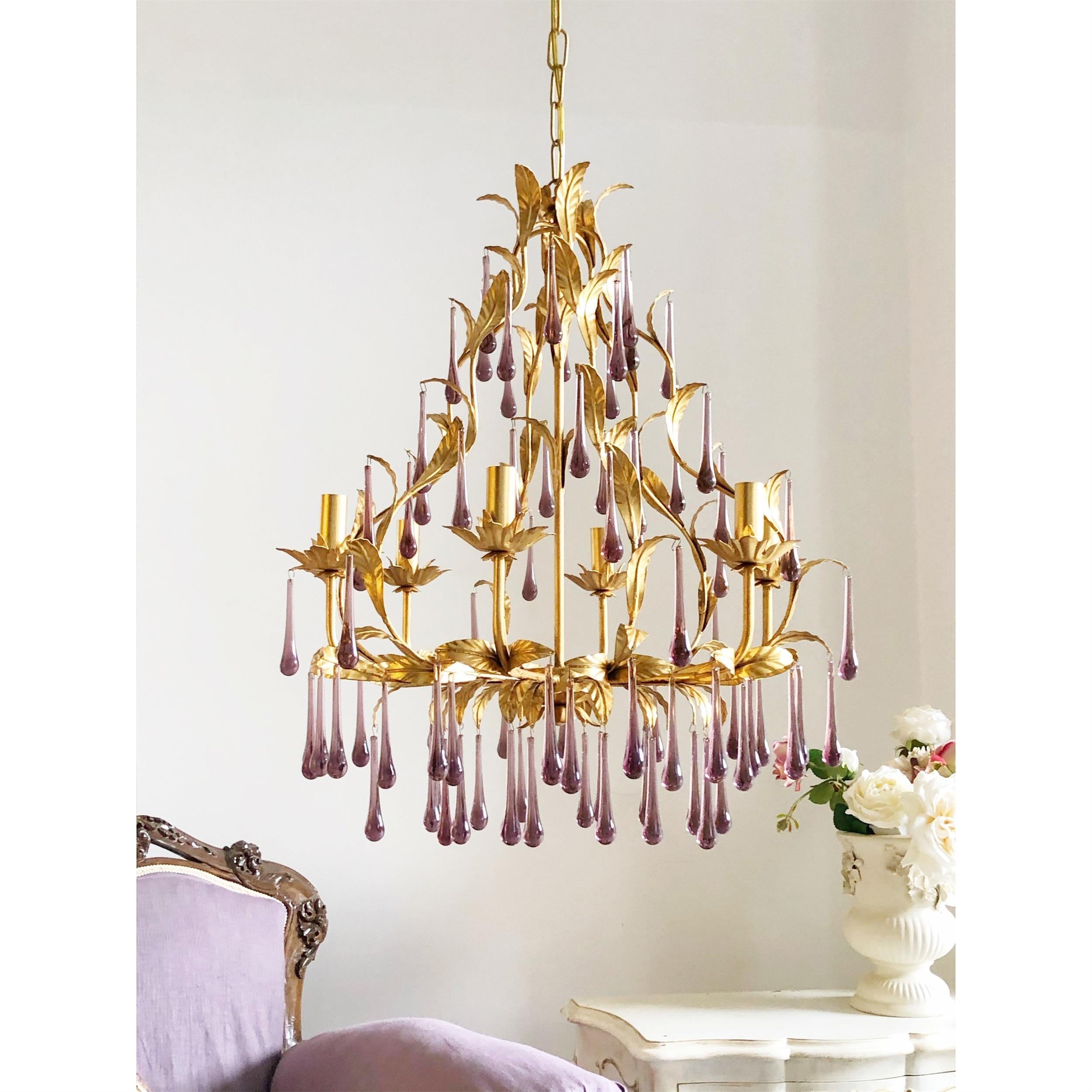 Ilvenel Postmodern Luxury Birdcage Purple Glass Chandelier - Letslighting