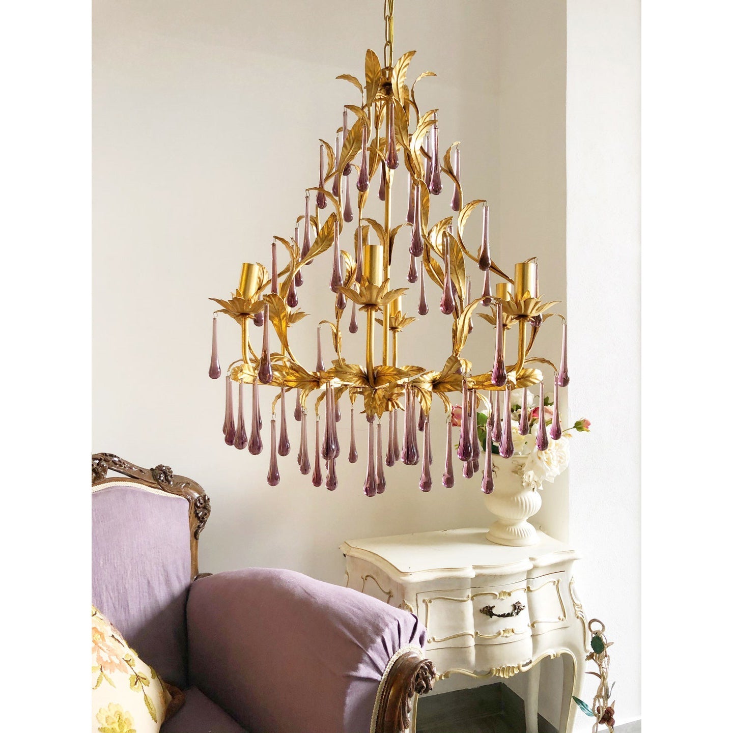 Ilvenel Postmodern Luxury Birdcage Purple Glass Chandelier - Letslighting