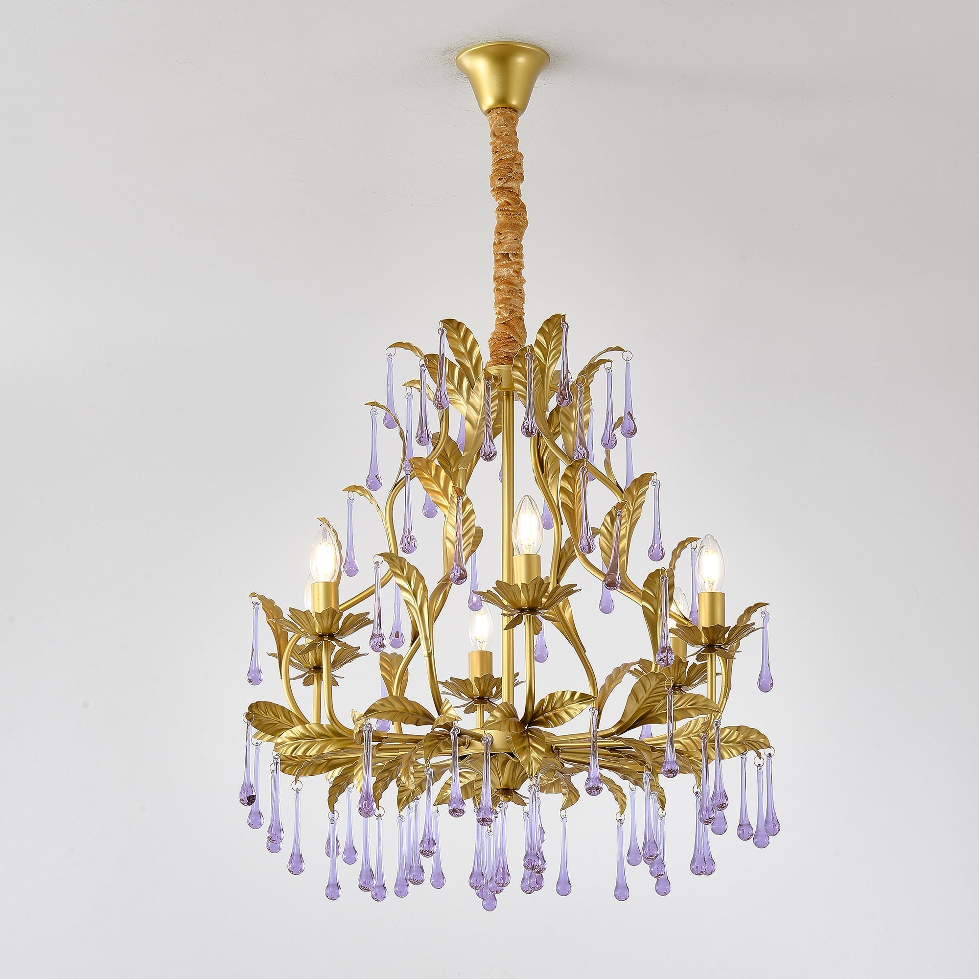 Ilvenel Postmodern Luxury Birdcage Purple Glass Chandelier - Letslighting