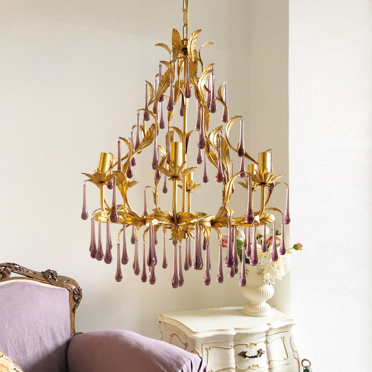 Ilvenel Postmodern Luxury Birdcage Purple Glass Chandelier - Letslighting