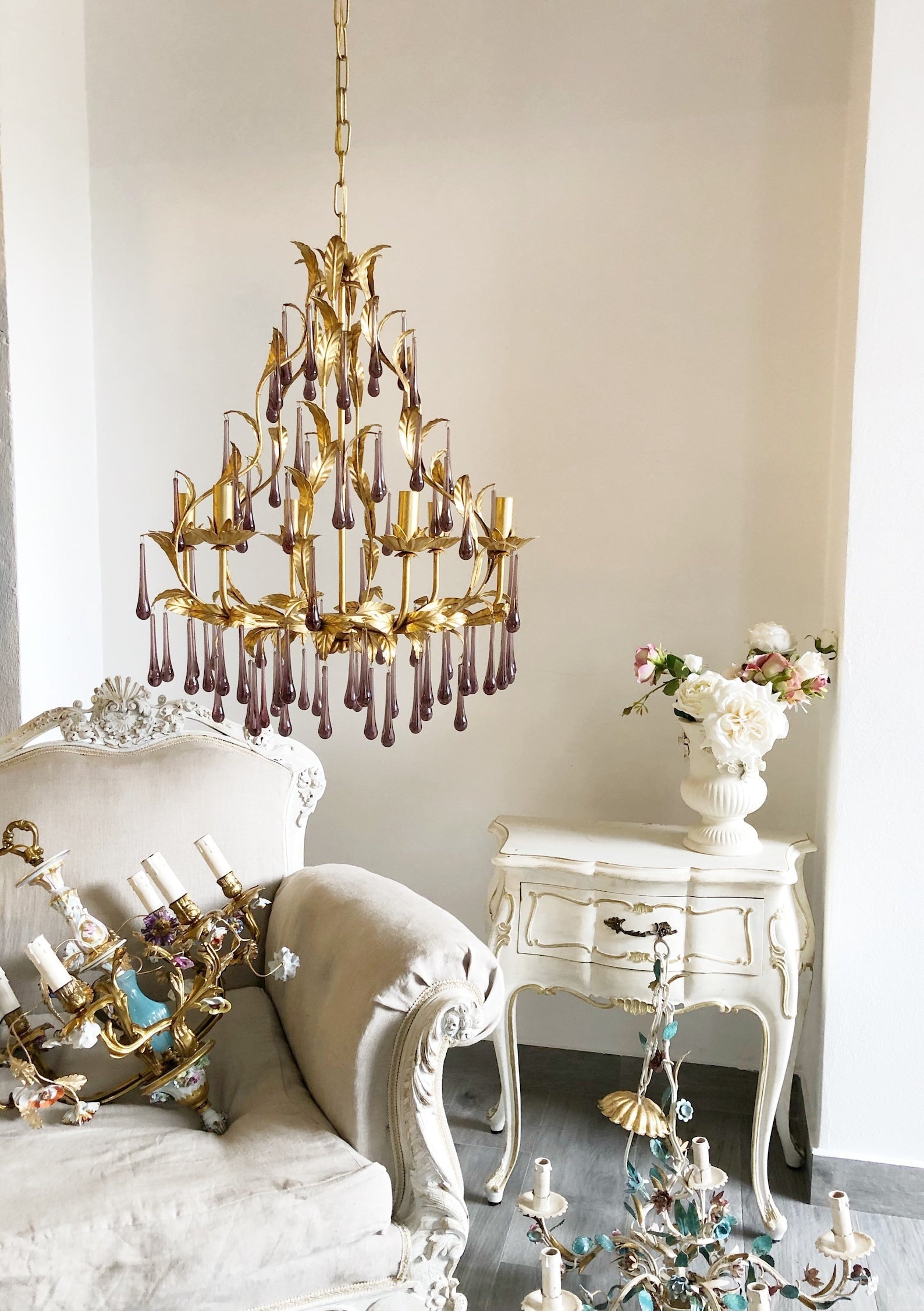 Ilvenel Postmodern Luxury Birdcage Purple Glass Chandelier - Letslighting