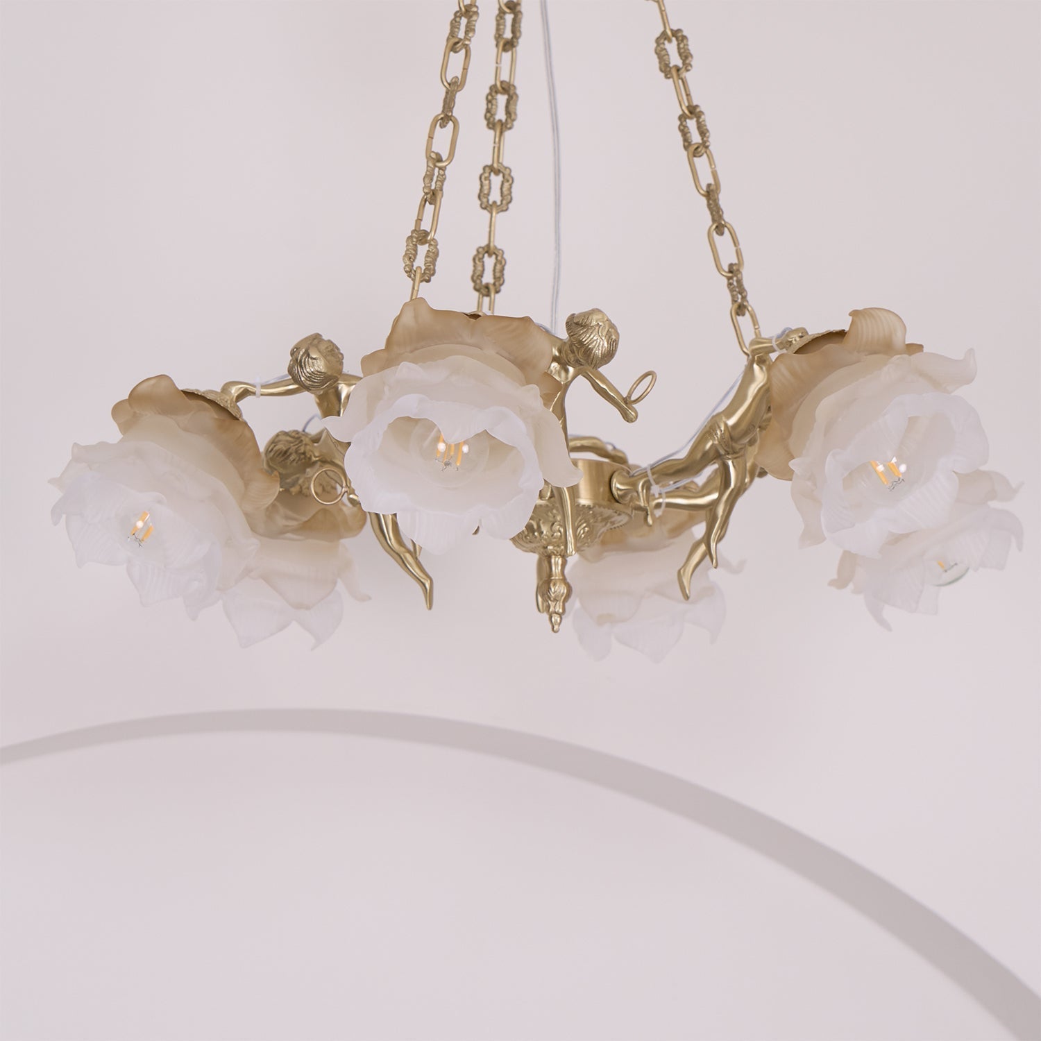 Lustra Chandelier Brass Suspension Floral Vintage - Letslighting