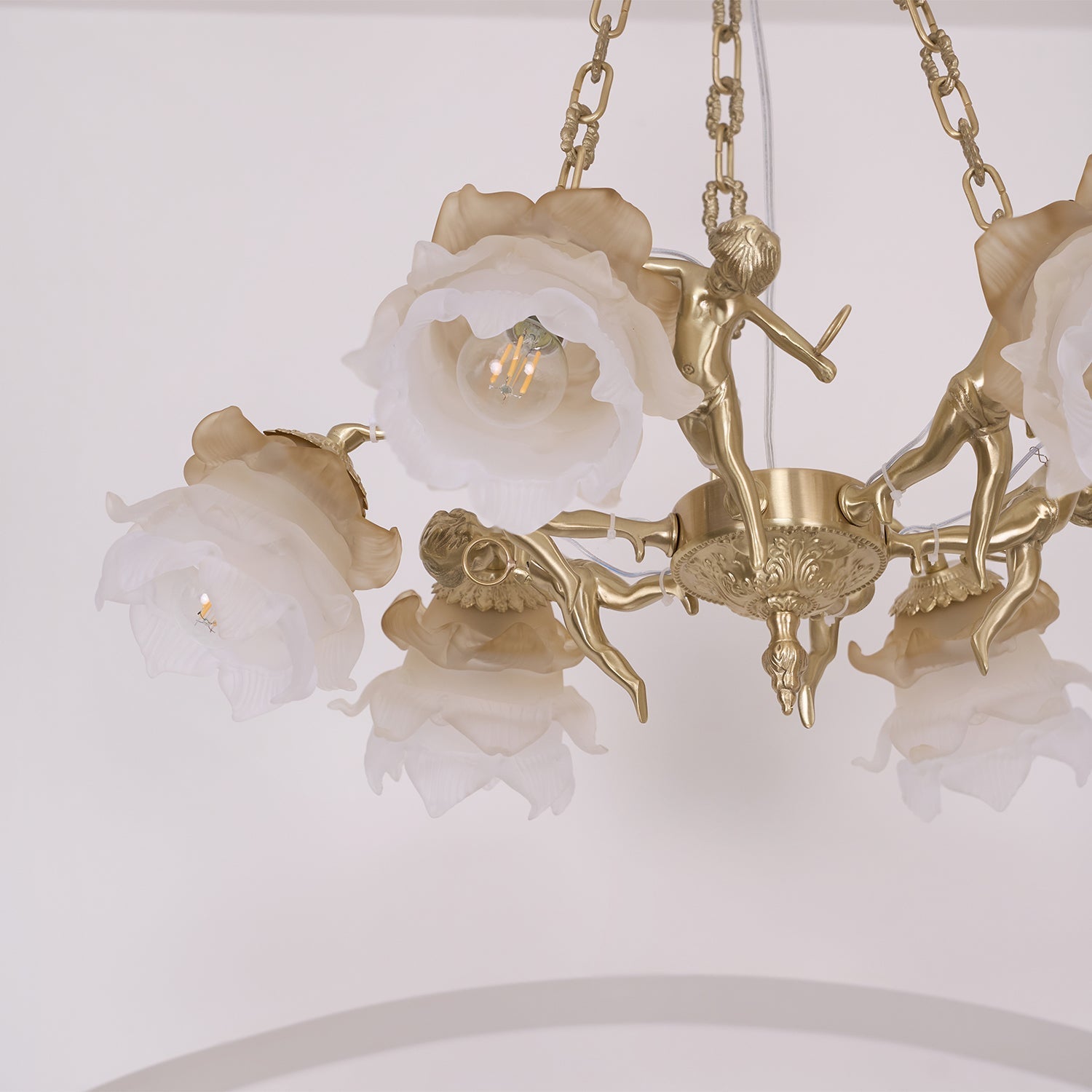 Lustra Chandelier Brass Suspension Floral Vintage - Letslighting